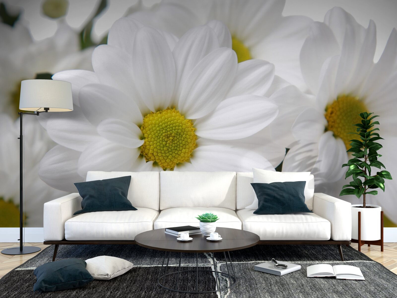 Fototapet compoziție de crizanteme albe ca zăpada