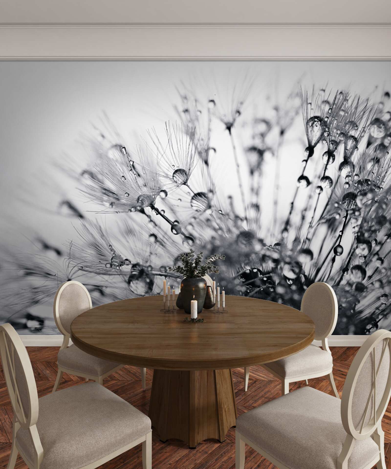 Fototapet picături de rouă pe păpădii