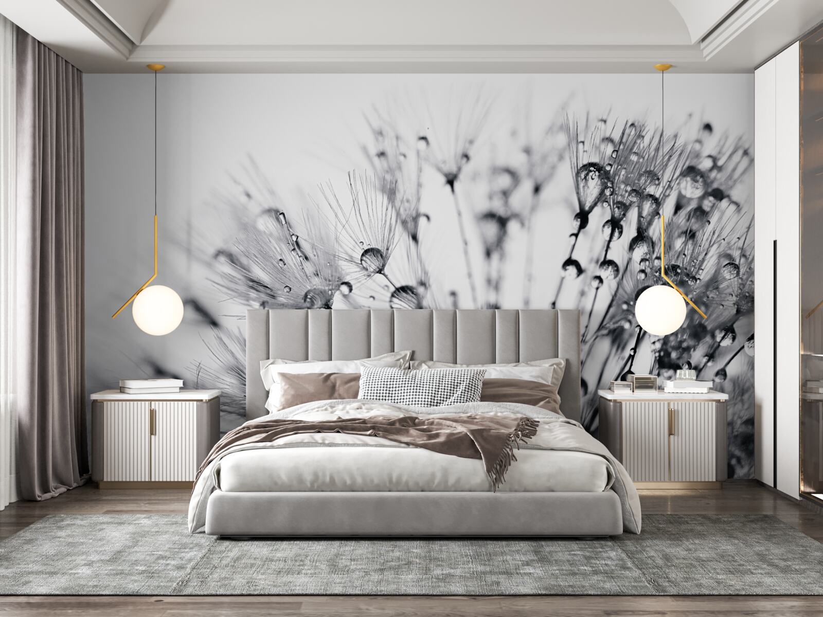 Fototapet picături de rouă pe păpădii