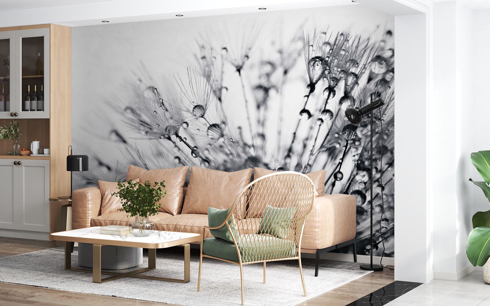 Fototapet picături de rouă pe păpădii