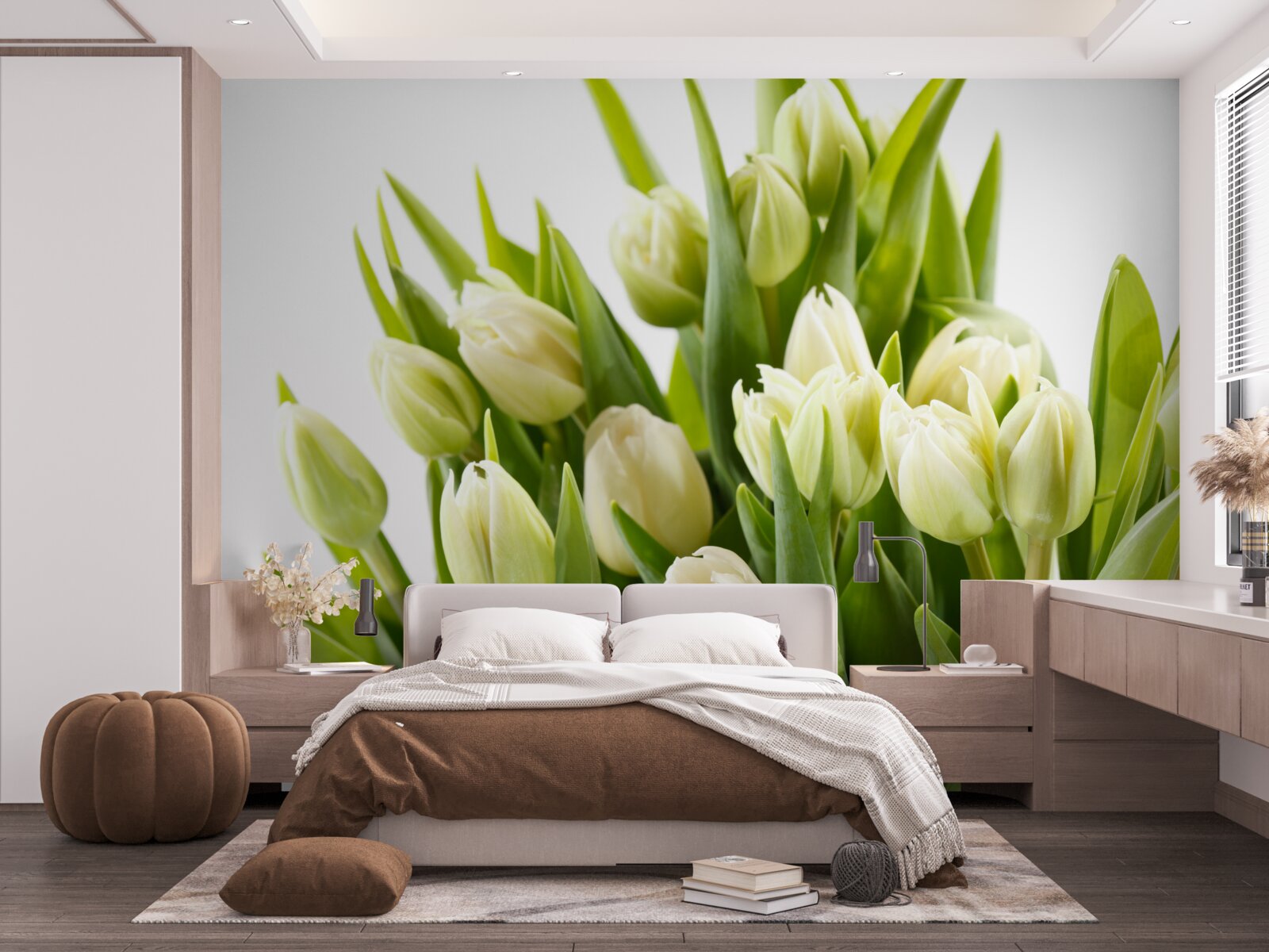 Fototapet set de lalele albe ca zăpada