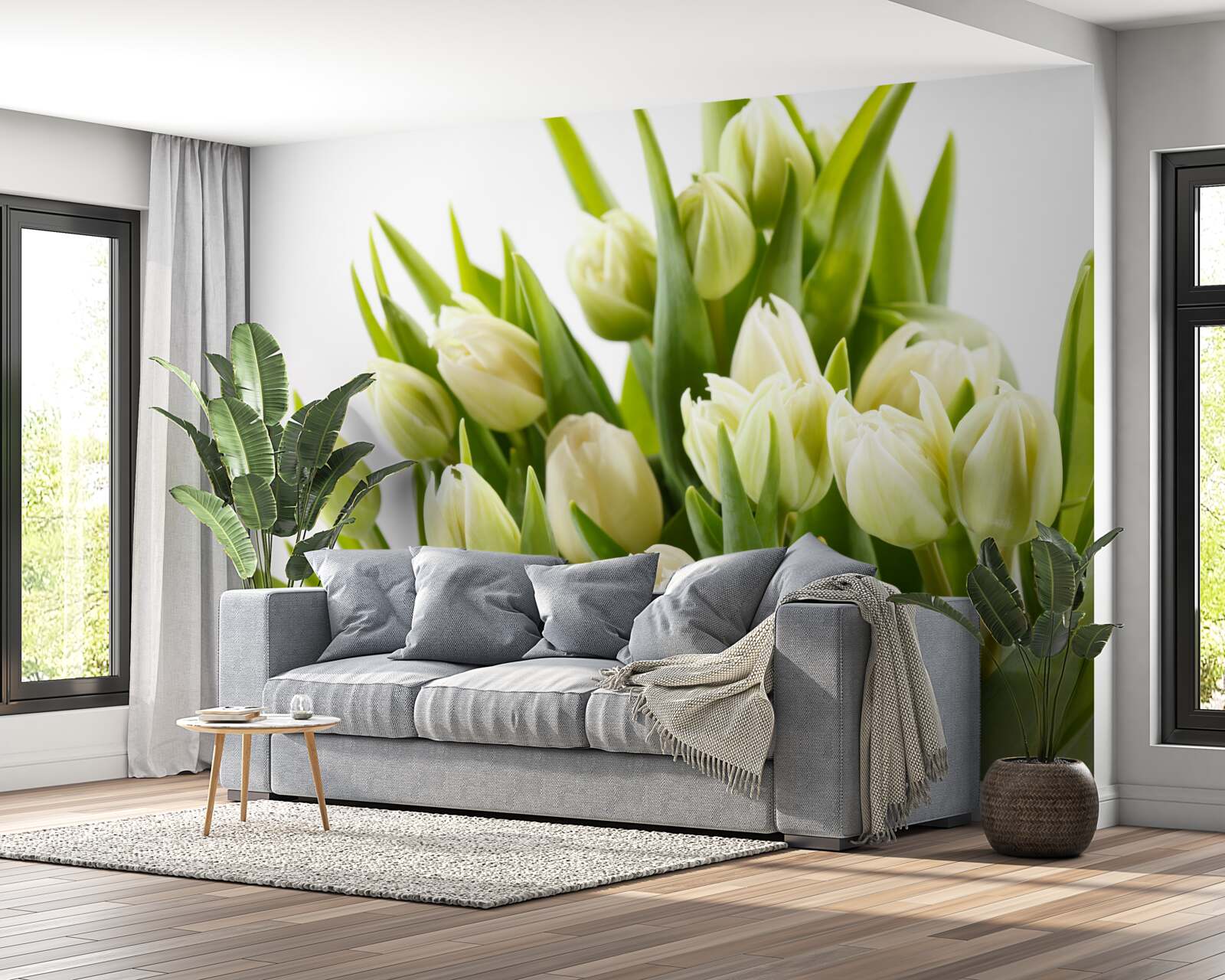 Fototapet set de lalele albe ca zăpada