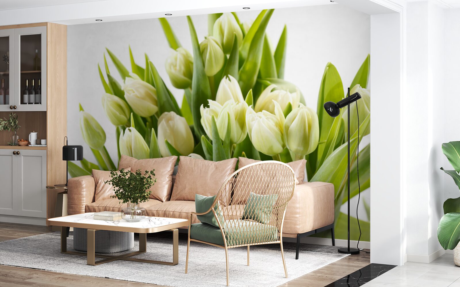 Fototapet set de lalele albe ca zăpada