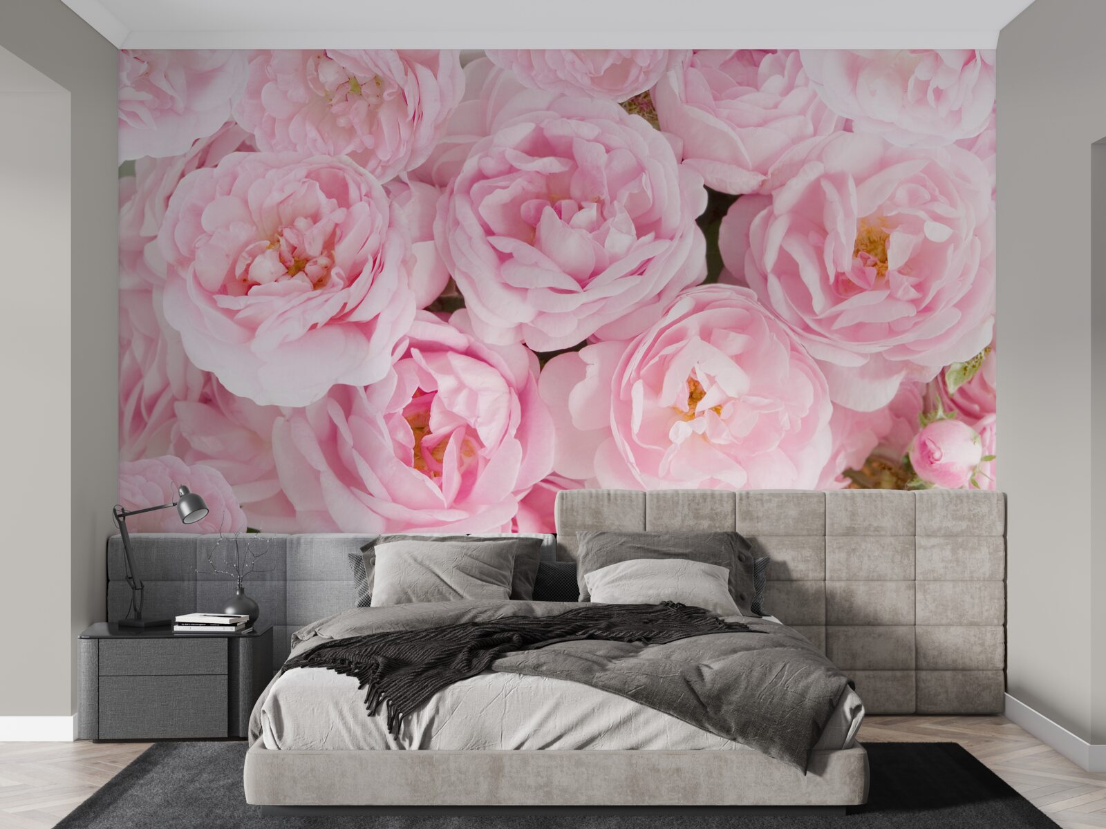 Fototapet trandafiri roz adunați într-un buchet la lumina ceaiului