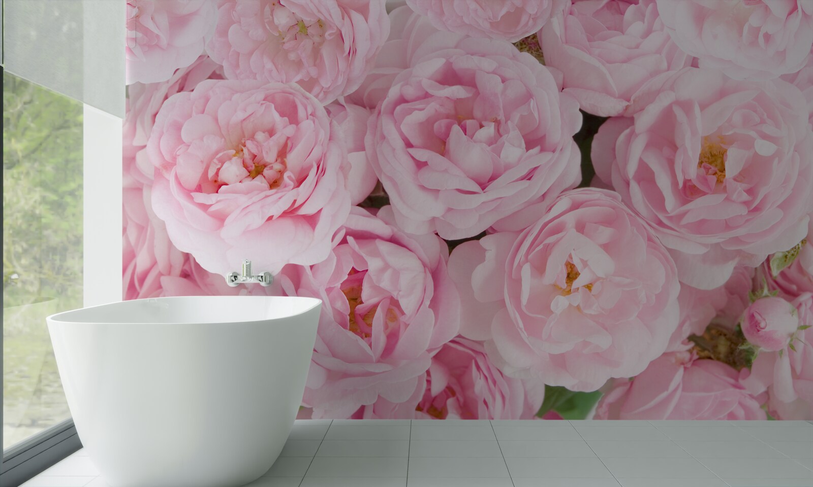 Fototapet trandafiri roz adunați într-un buchet la lumina ceaiului