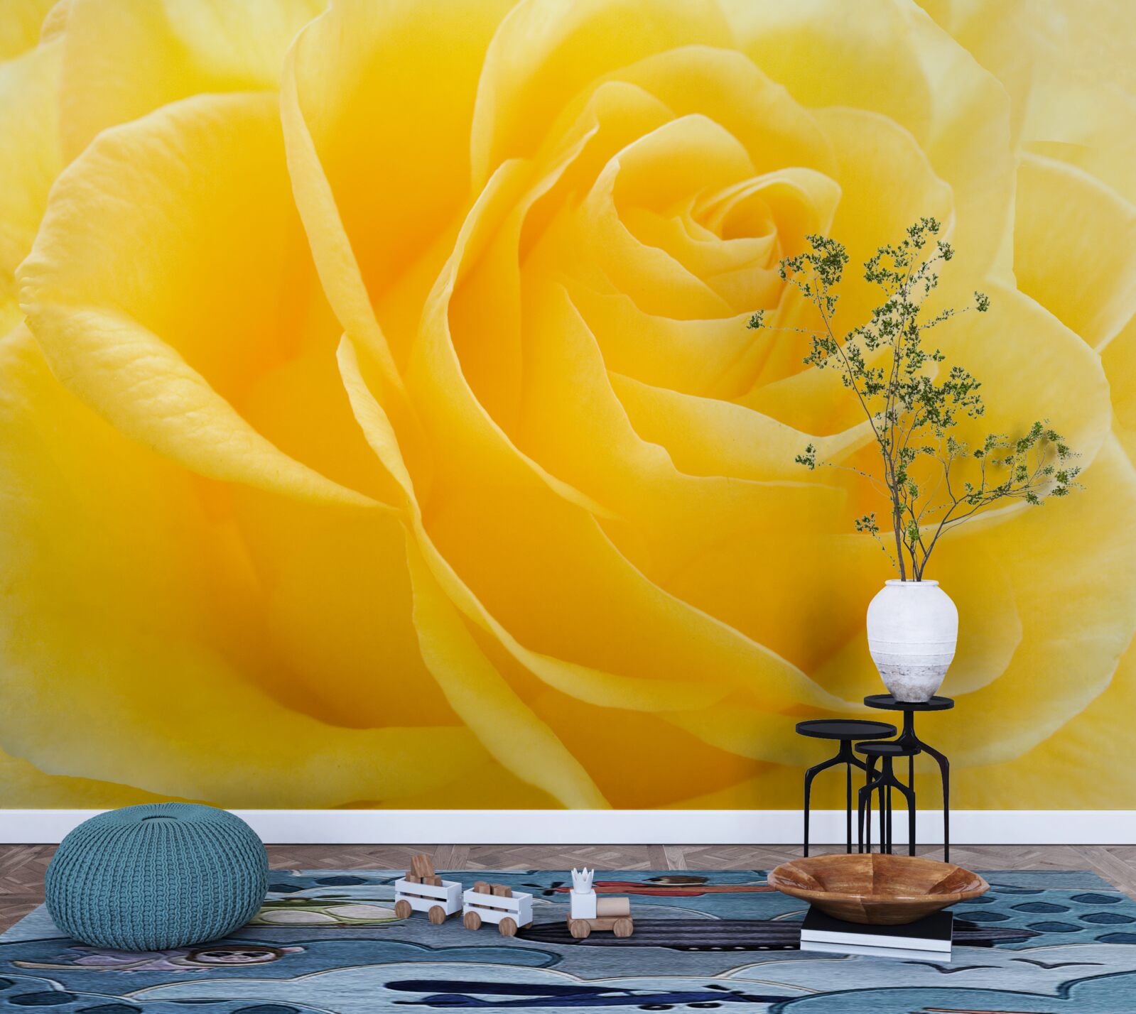 Fototapet fotografie macro a unei flori galbene roz