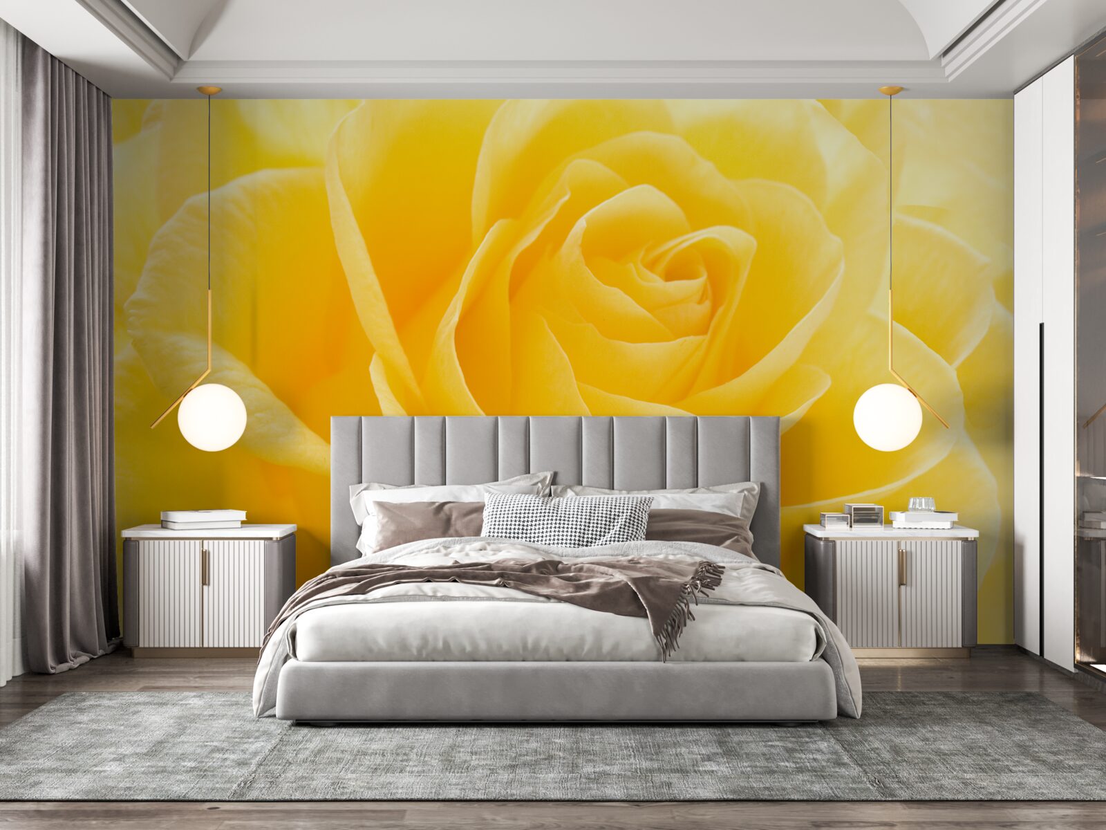 Fototapet fotografie macro a unei flori galbene roz