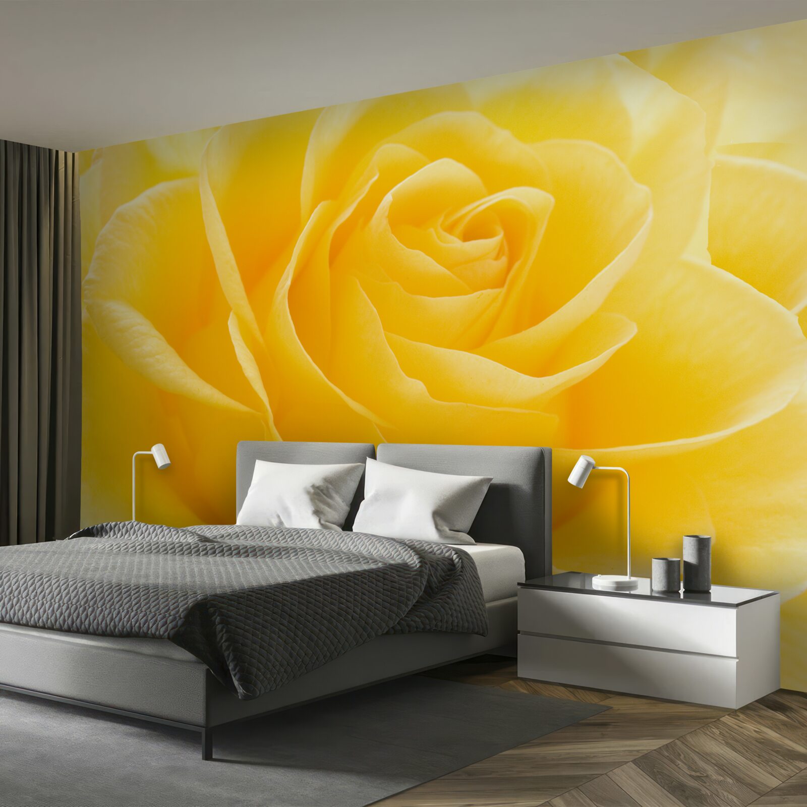 Fototapet fotografie macro a unei flori galbene roz