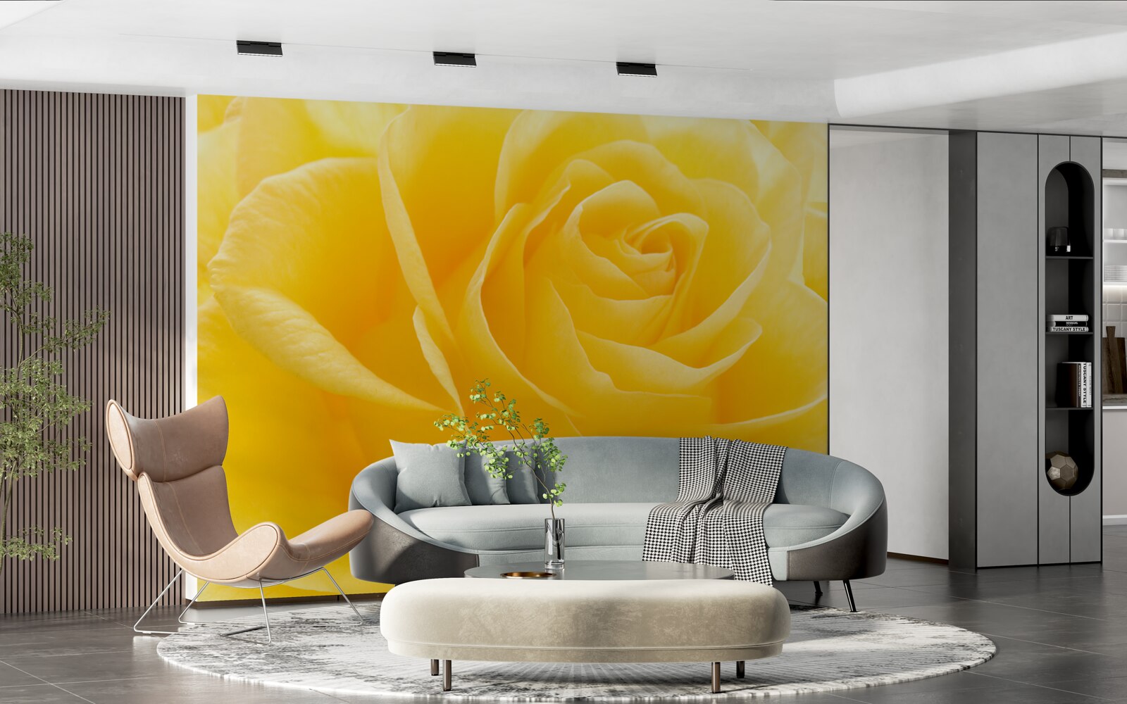 Fototapet fotografie macro a unei flori galbene roz