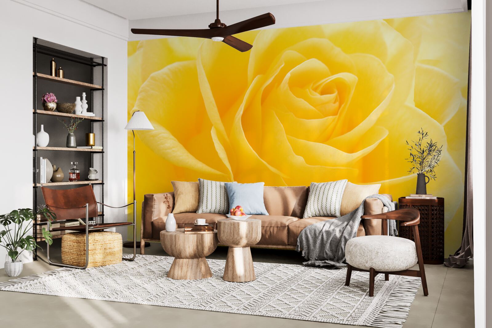 Fototapet fotografie macro a unei flori galbene roz