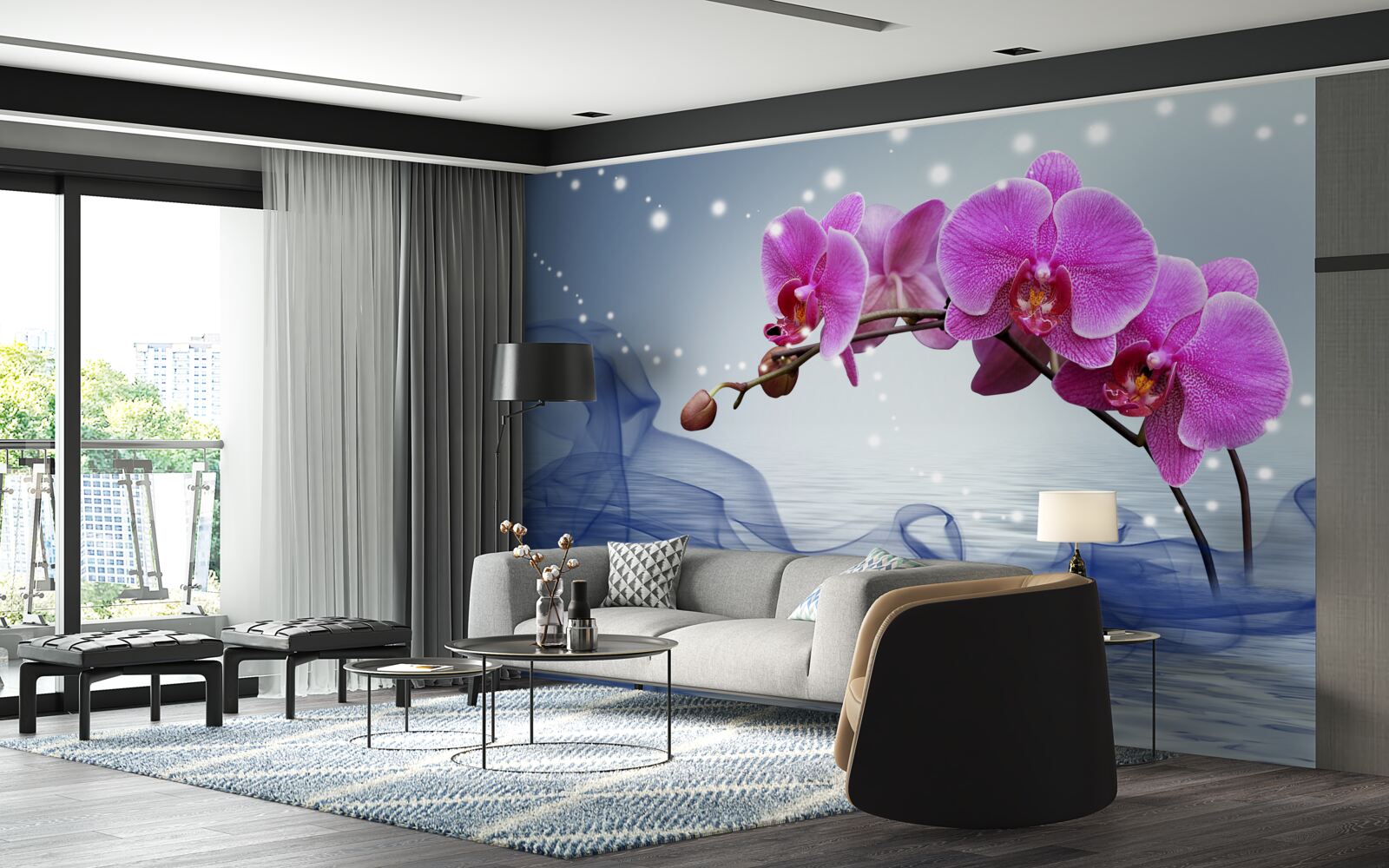 Fototapet Tulpina unei magnifice orhidee de culoare liliac