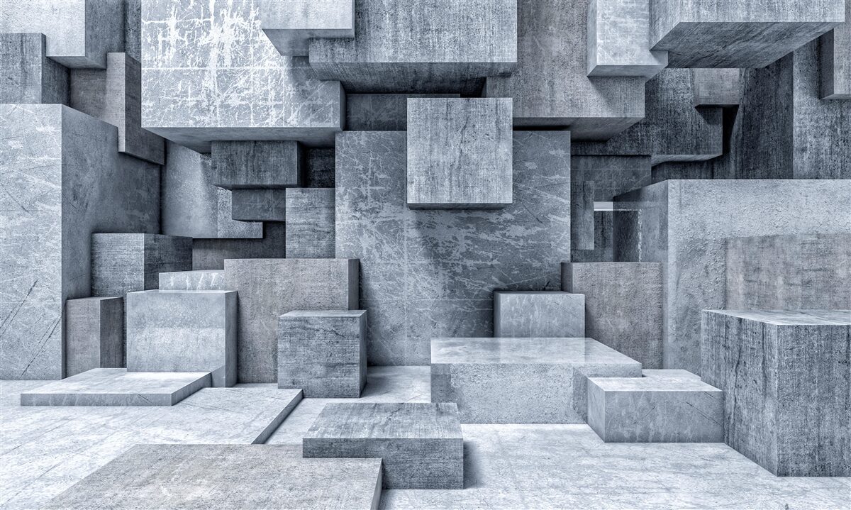 Fototapet cameră cu forme geometrice sub formă de pătrate