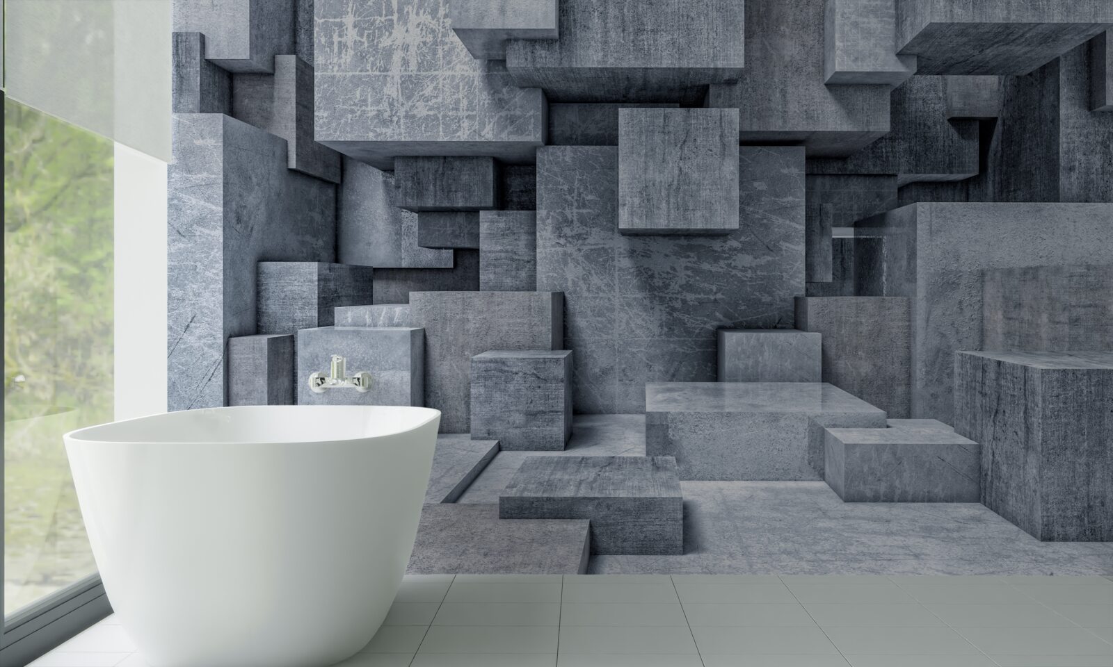 Fototapet cameră cu forme geometrice sub formă de pătrate