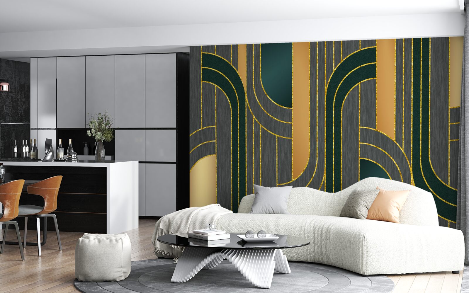 Fototapet linii întunecate, care se întrepătrund constant și ușor