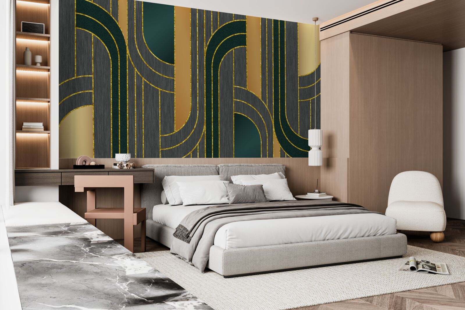 Fototapet linii întunecate, care se întrepătrund constant și ușor