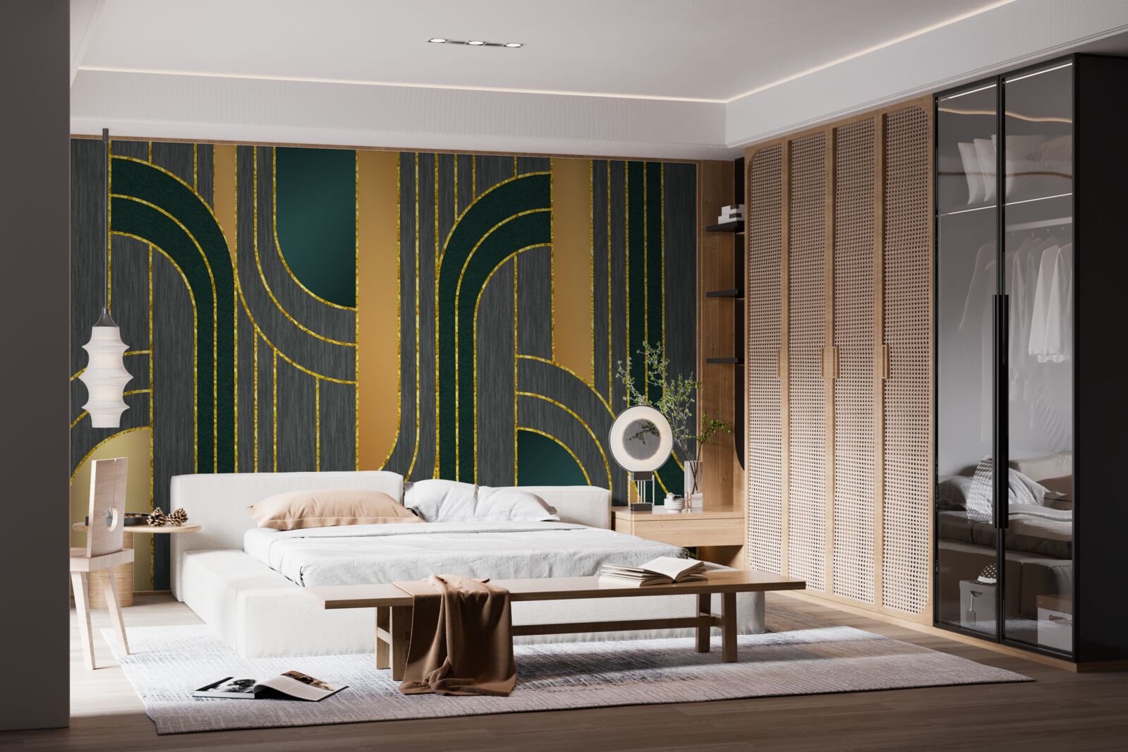 Fototapet linii întunecate, care se întrepătrund constant și ușor