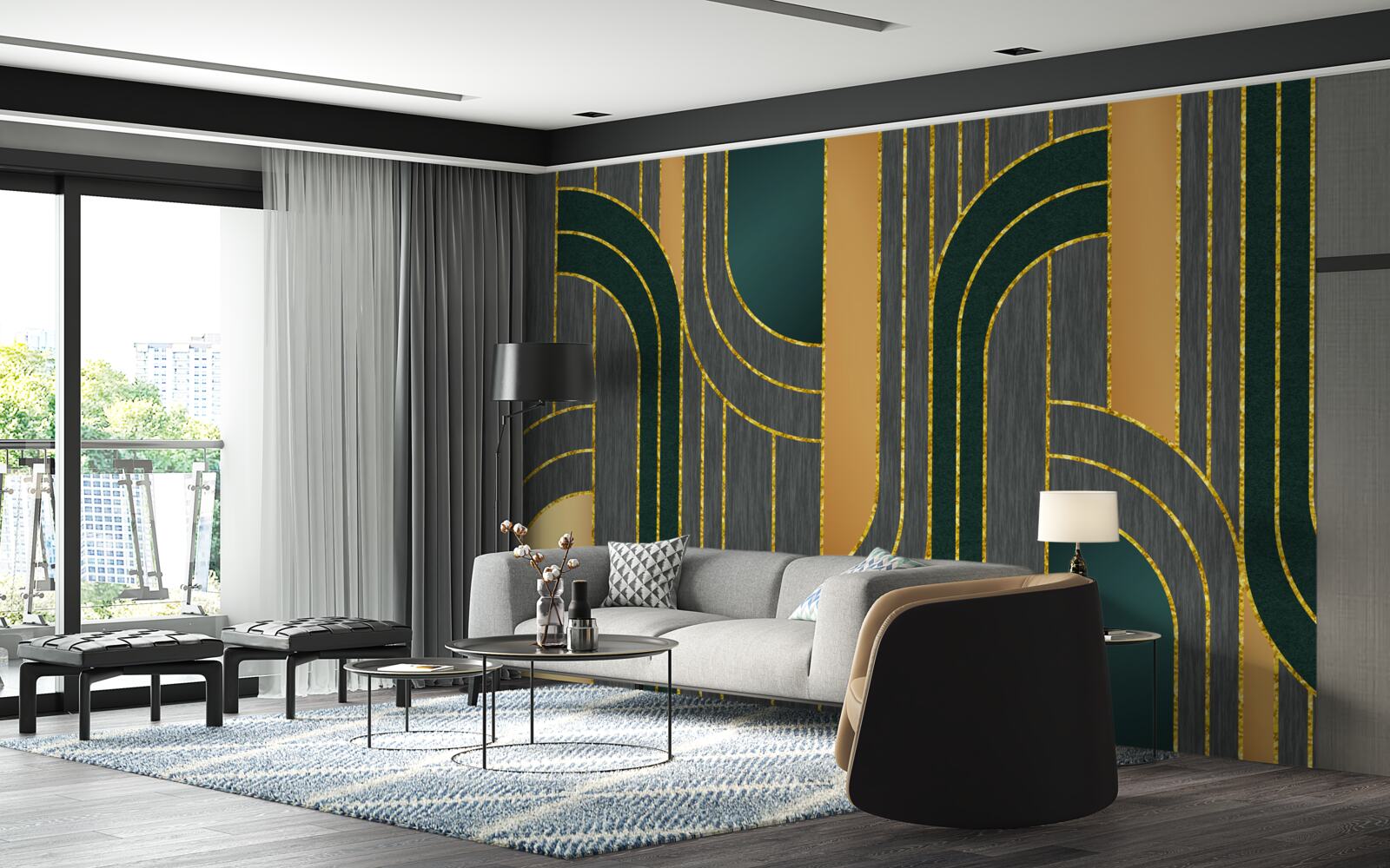 Fototapet linii întunecate, care se întrepătrund constant și ușor