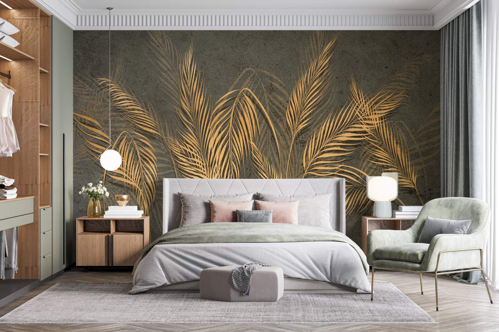 Fototapet pene de urechi de mei în lumină aurie