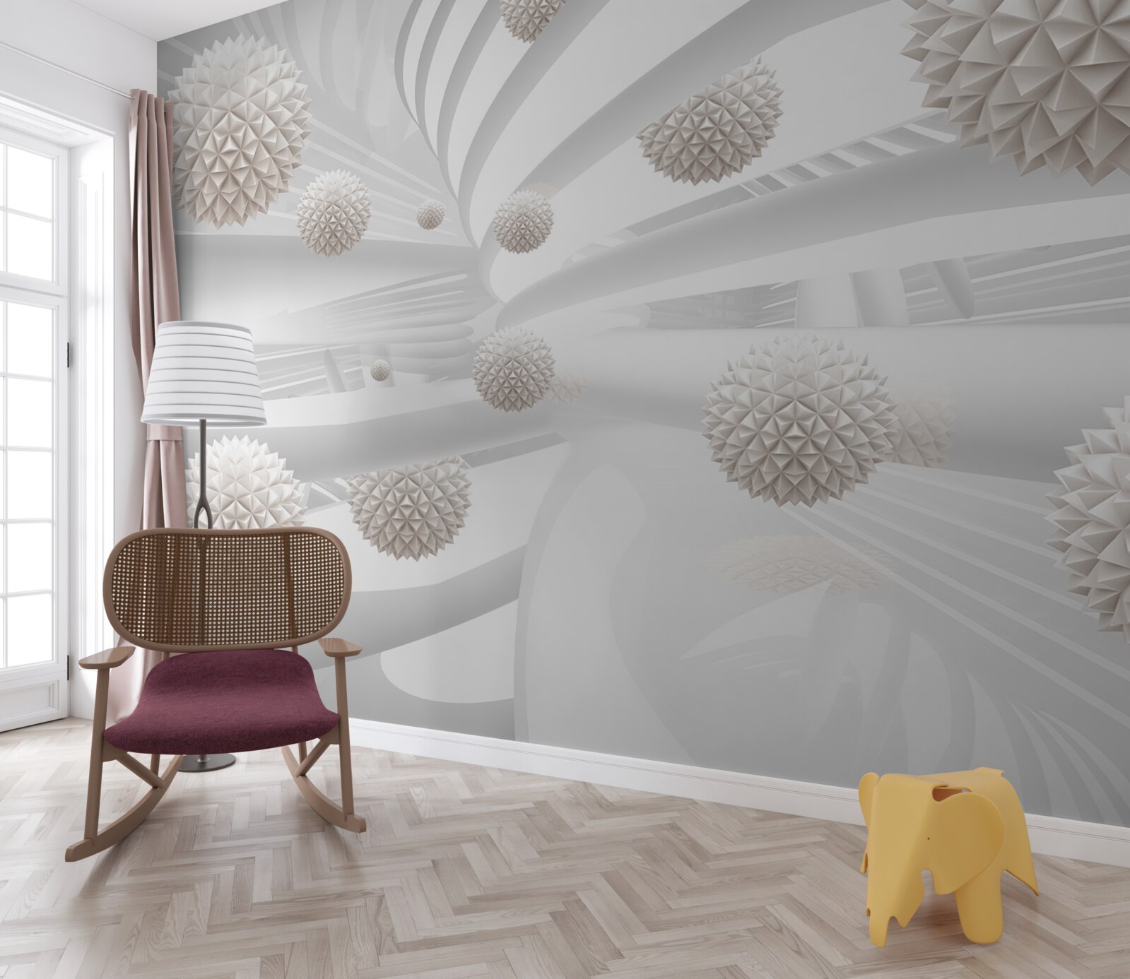 Fototapet bile ascuțite care zboară într-un tub