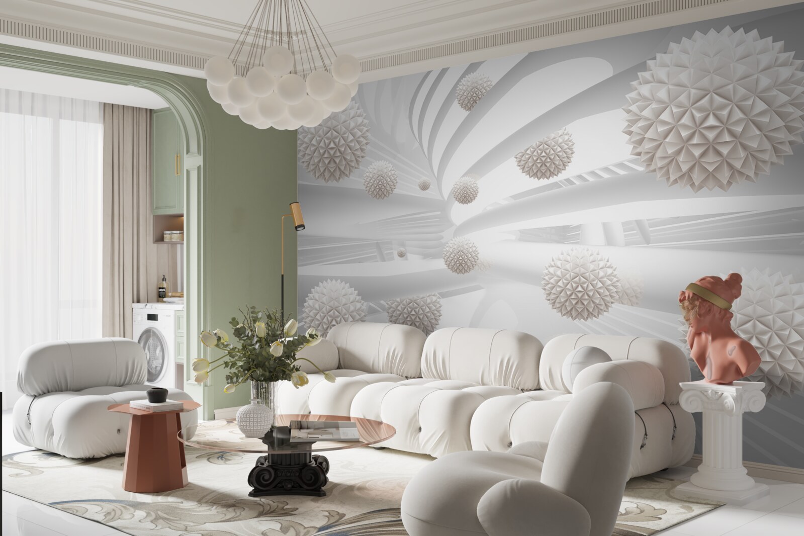 Fototapet bile ascuțite care zboară într-un tub