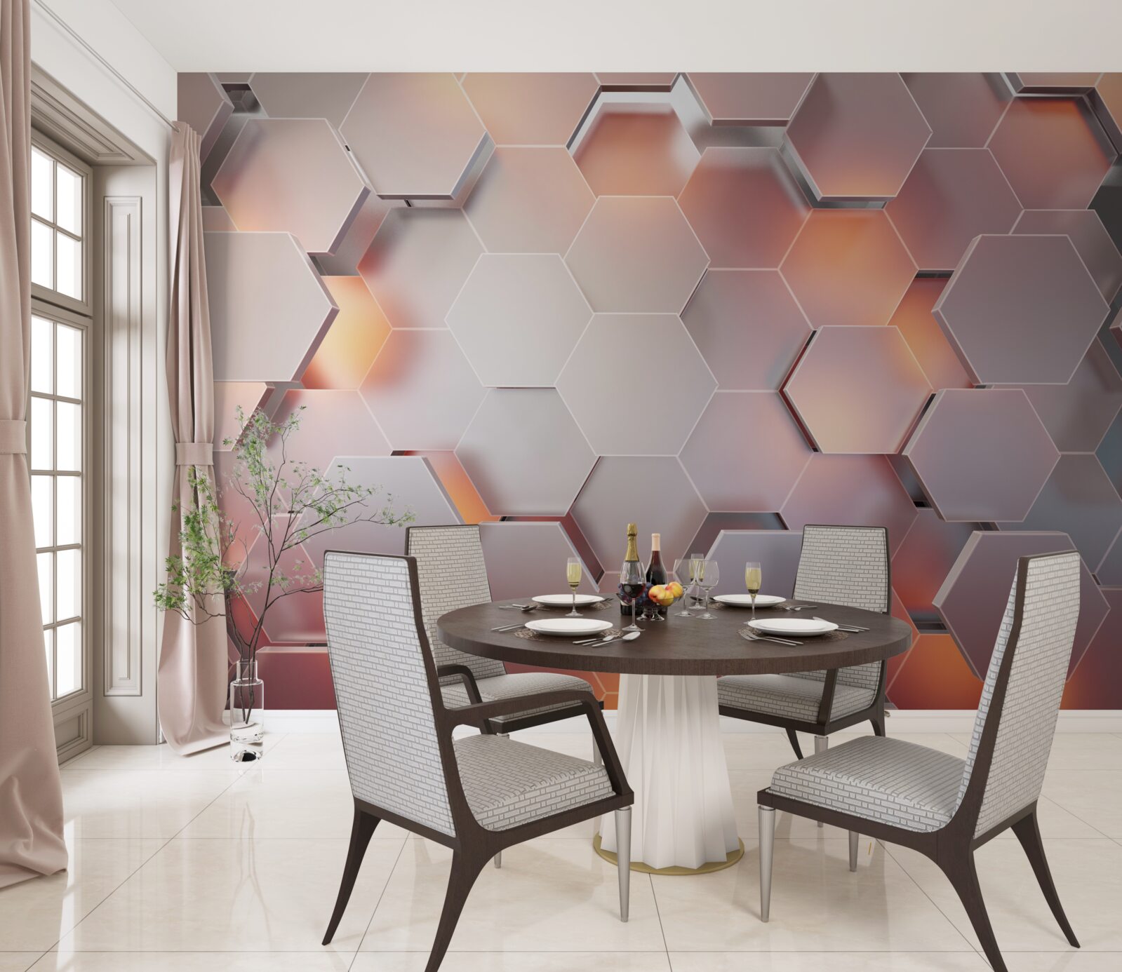Fototapet hexagoane volumetrice