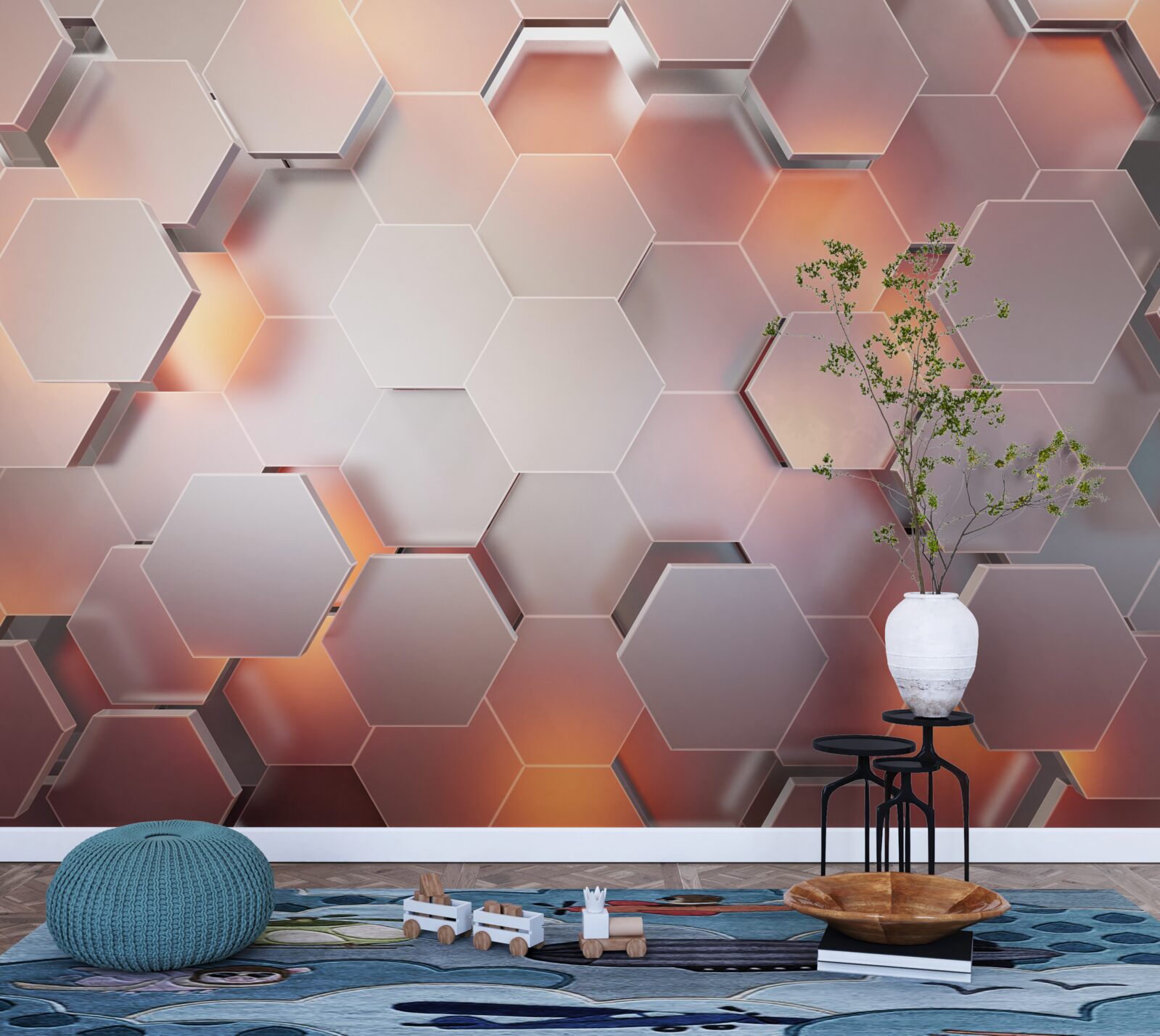 Fototapet hexagoane volumetrice