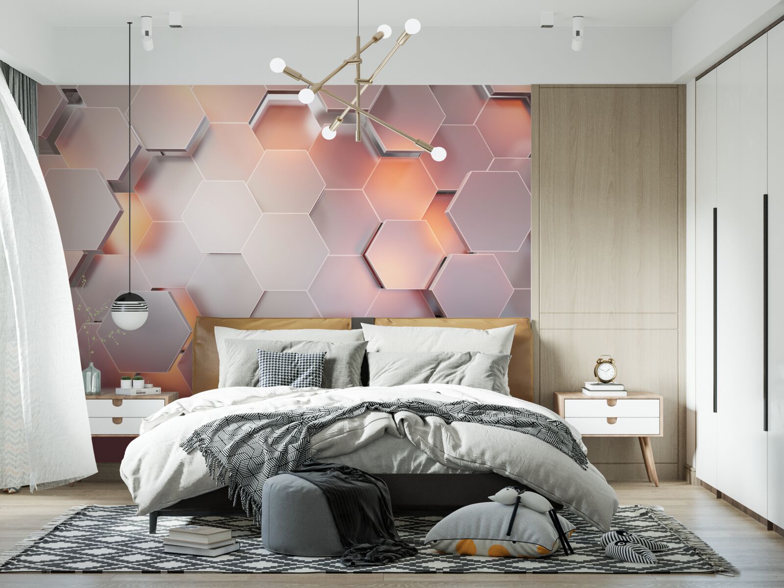 Fototapet hexagoane volumetrice