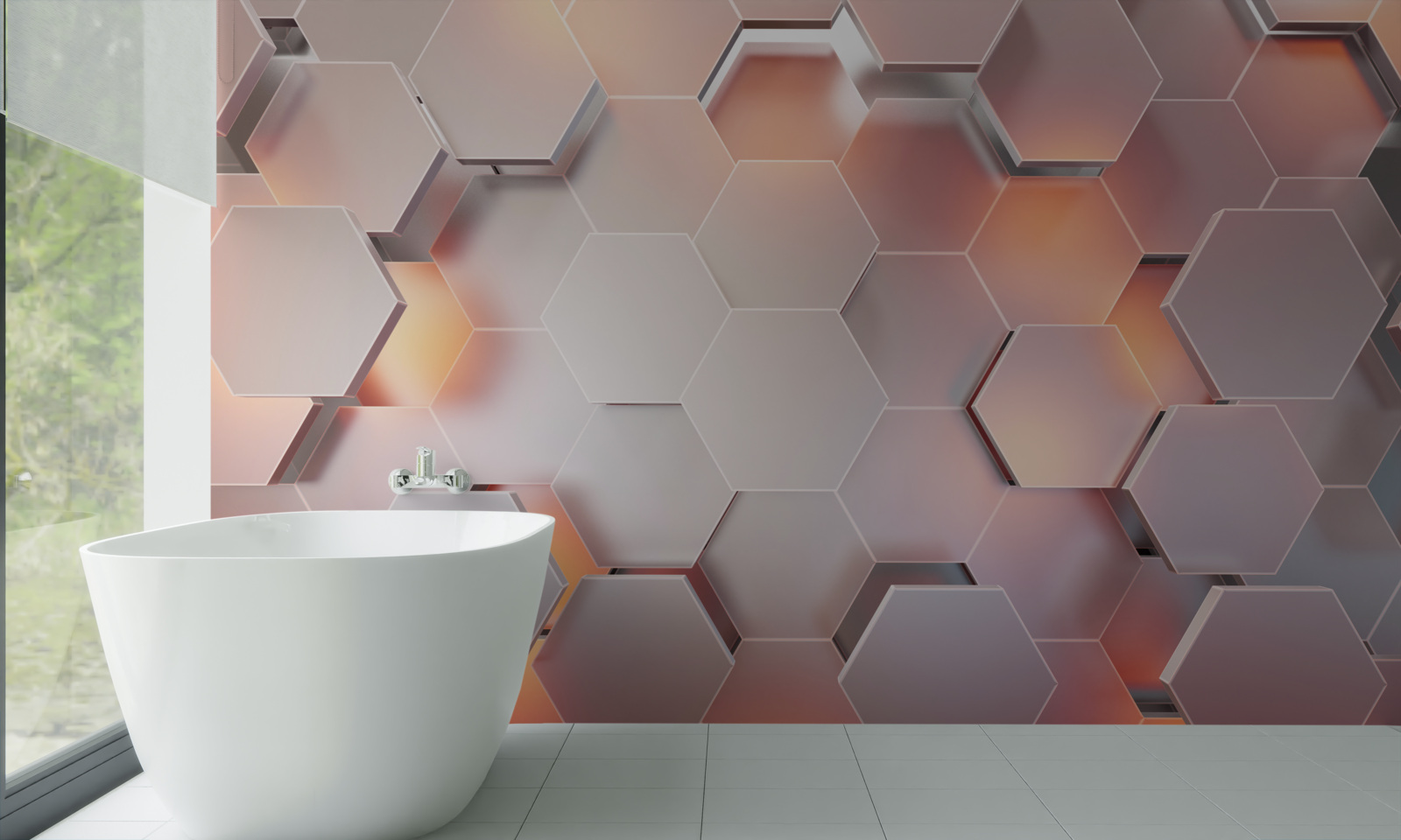 Fototapet hexagoane volumetrice