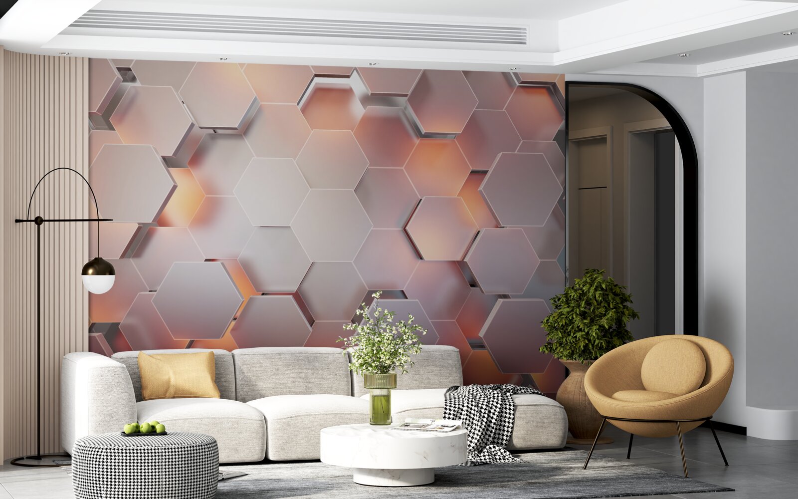 Fototapet hexagoane volumetrice