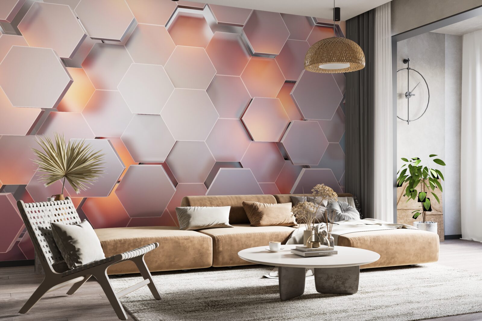 Fototapet hexagoane volumetrice