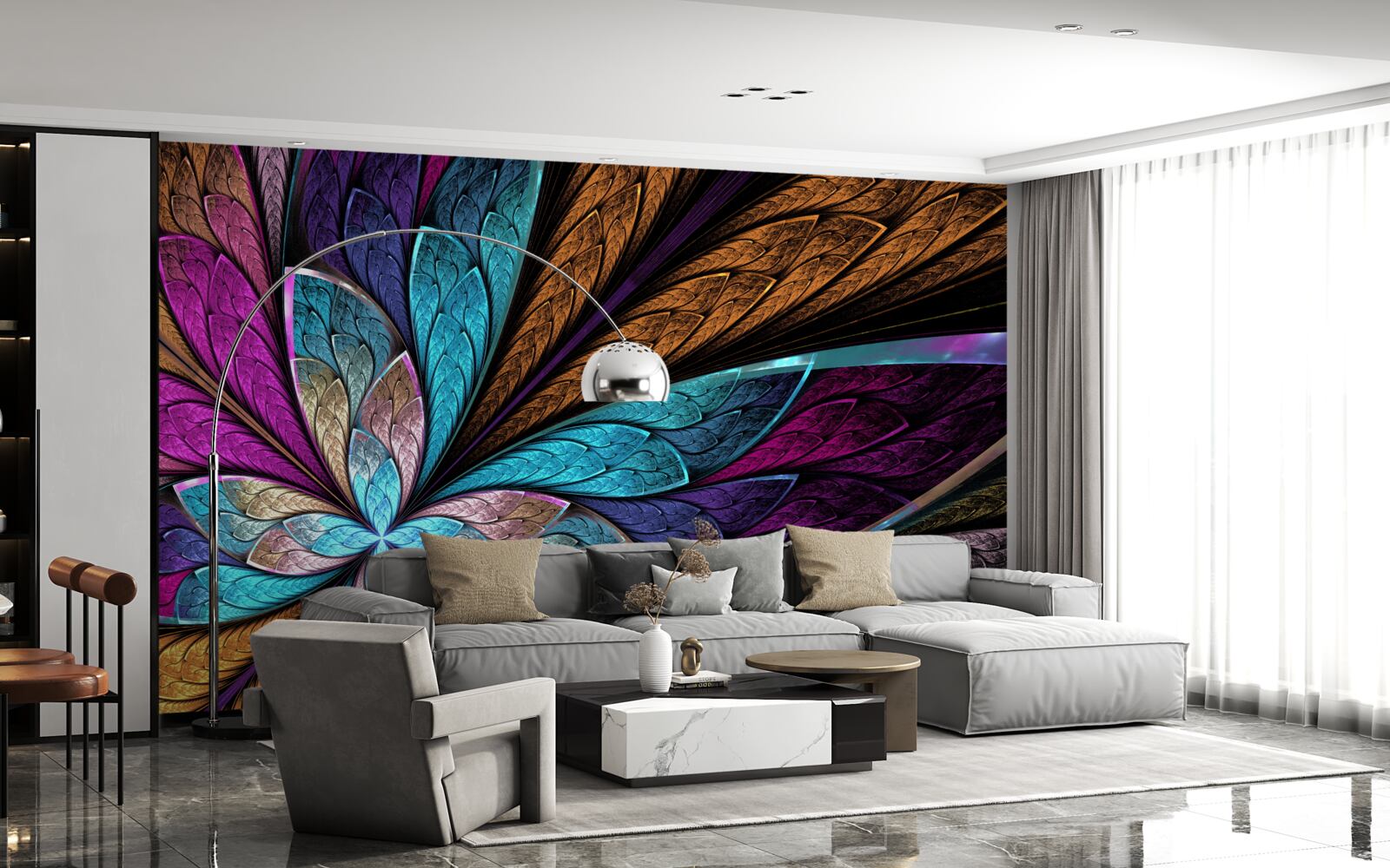 Fototapet mozaic de petale de flori abstracte