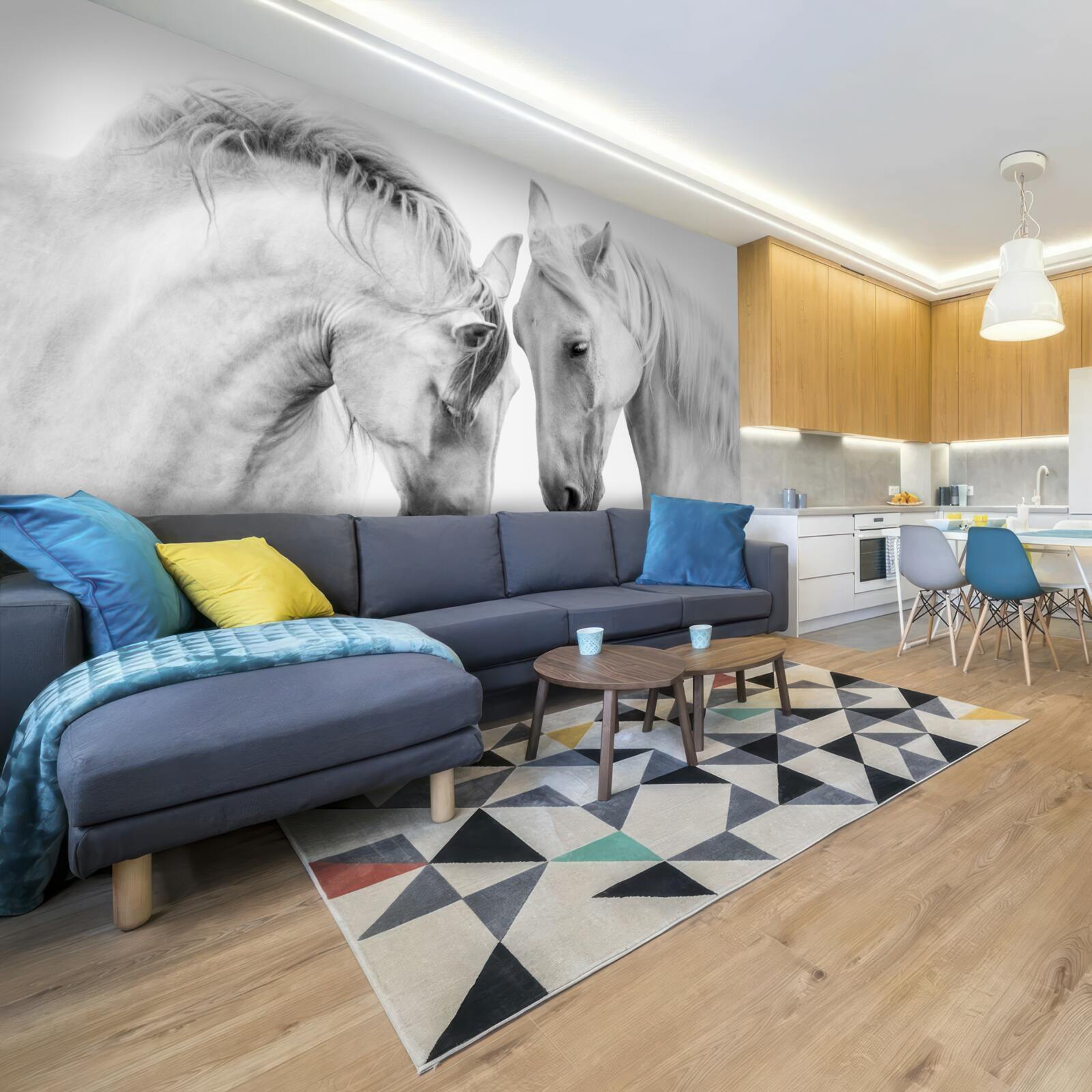 Fototapet caii albi comunică