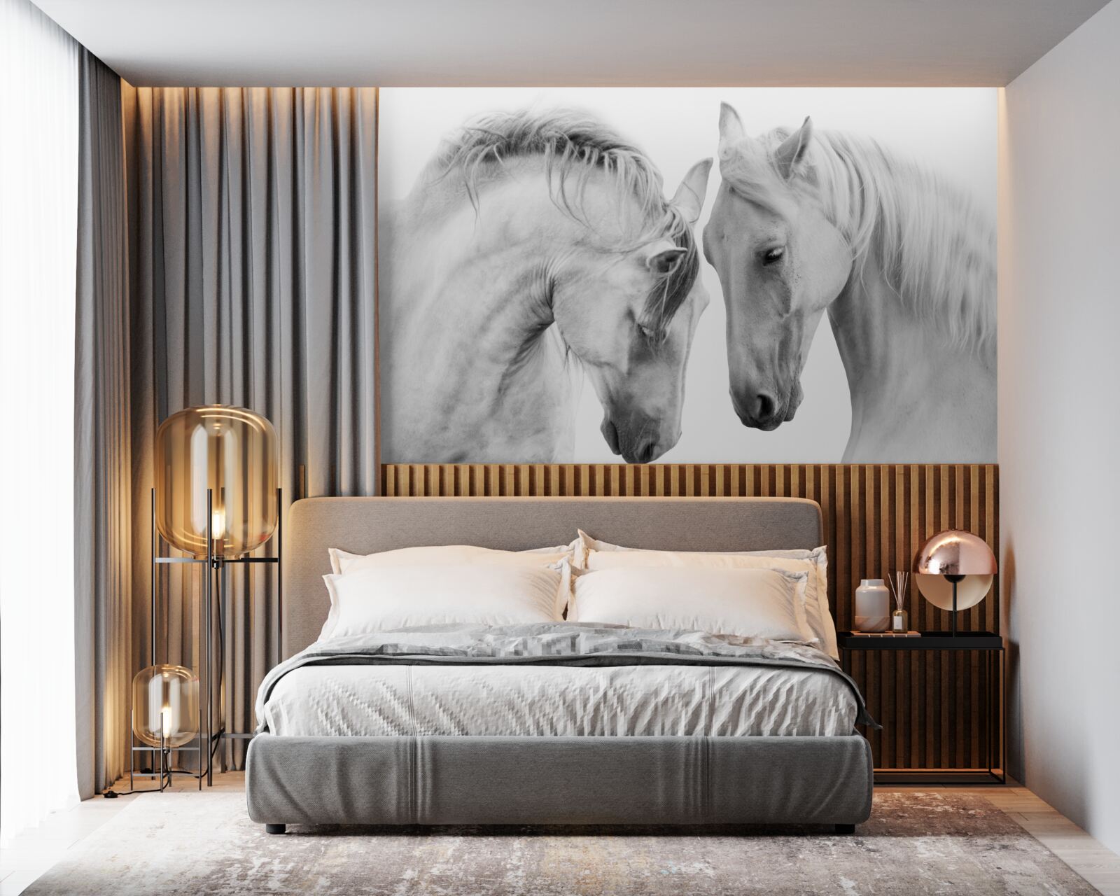 Fototapet caii albi comunică