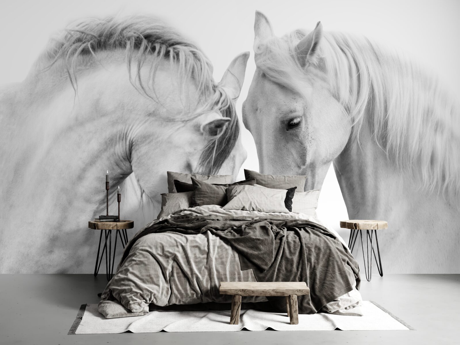 Fototapet caii albi comunică