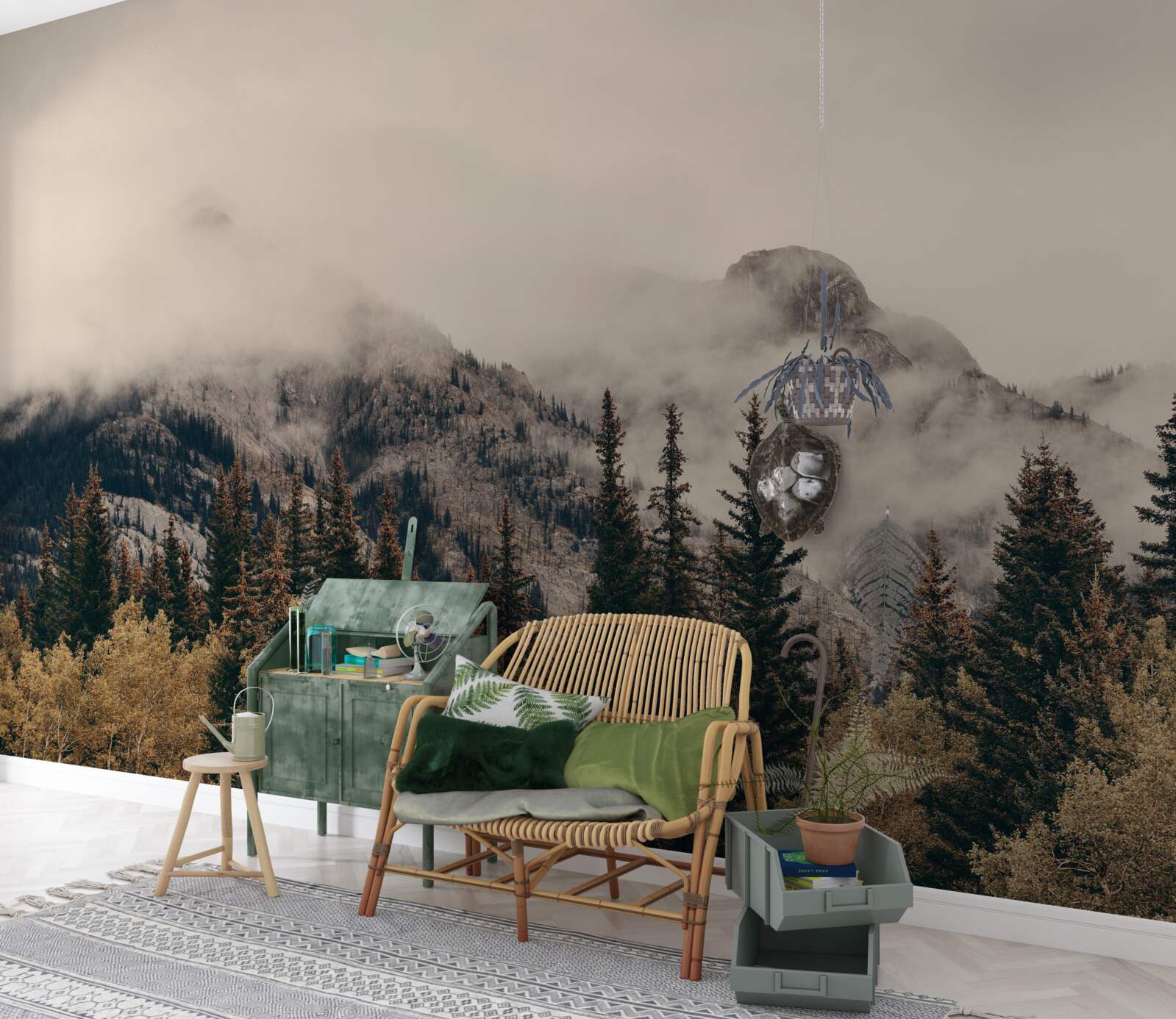 Fototapet munții înalți sunt acoperiți de ceață