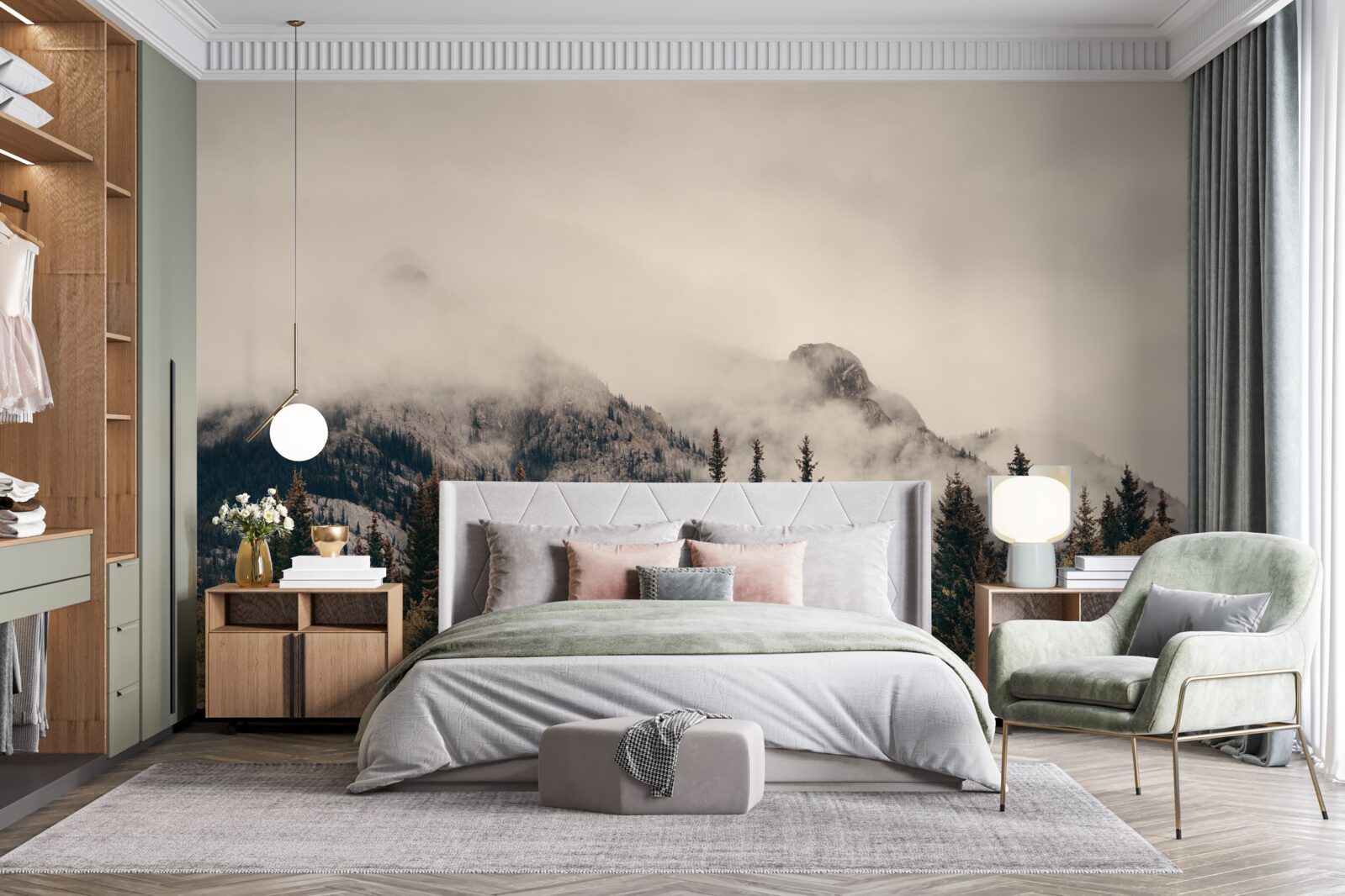 Fototapet munții înalți sunt acoperiți de ceață