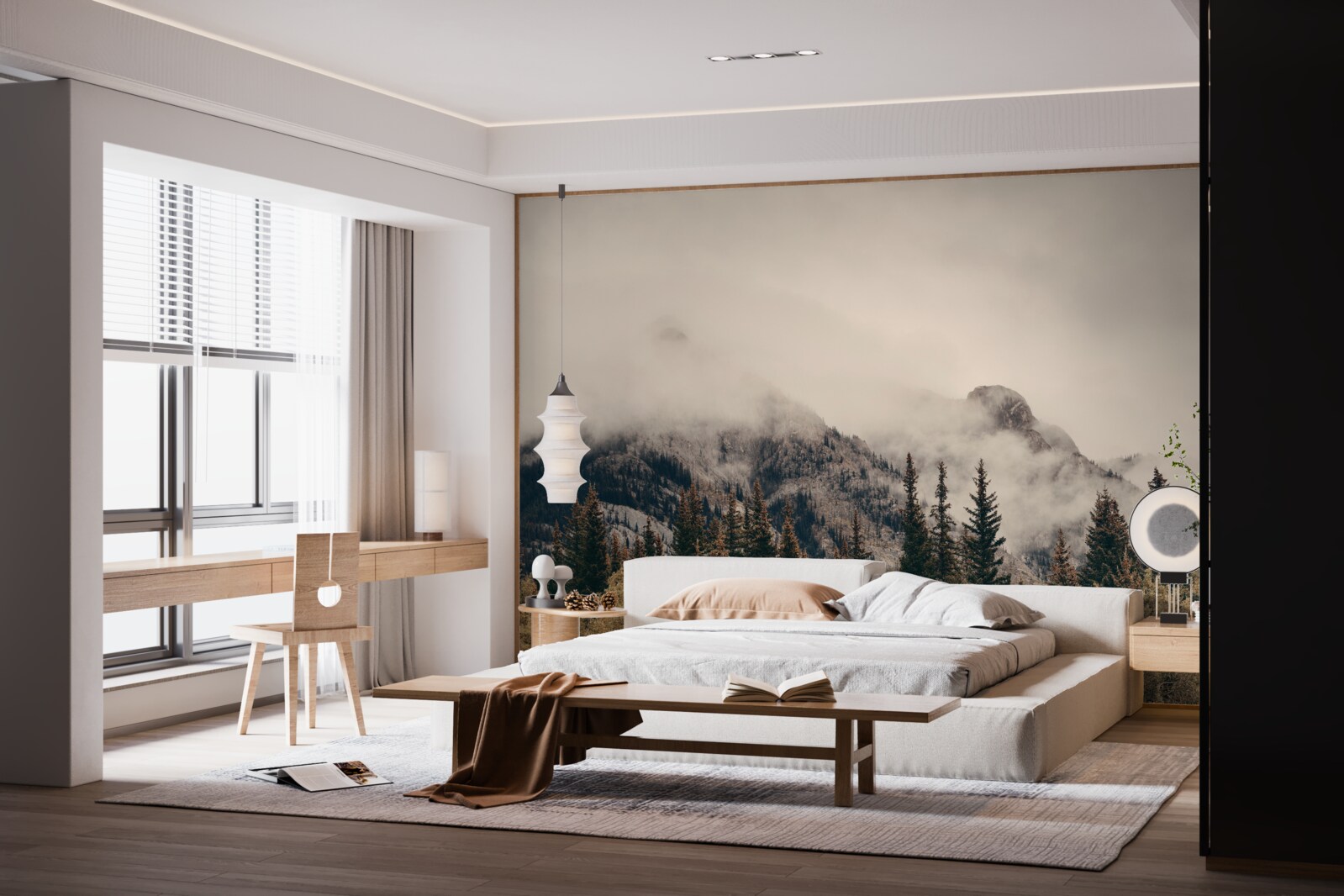 Fototapet munții înalți sunt acoperiți de ceață