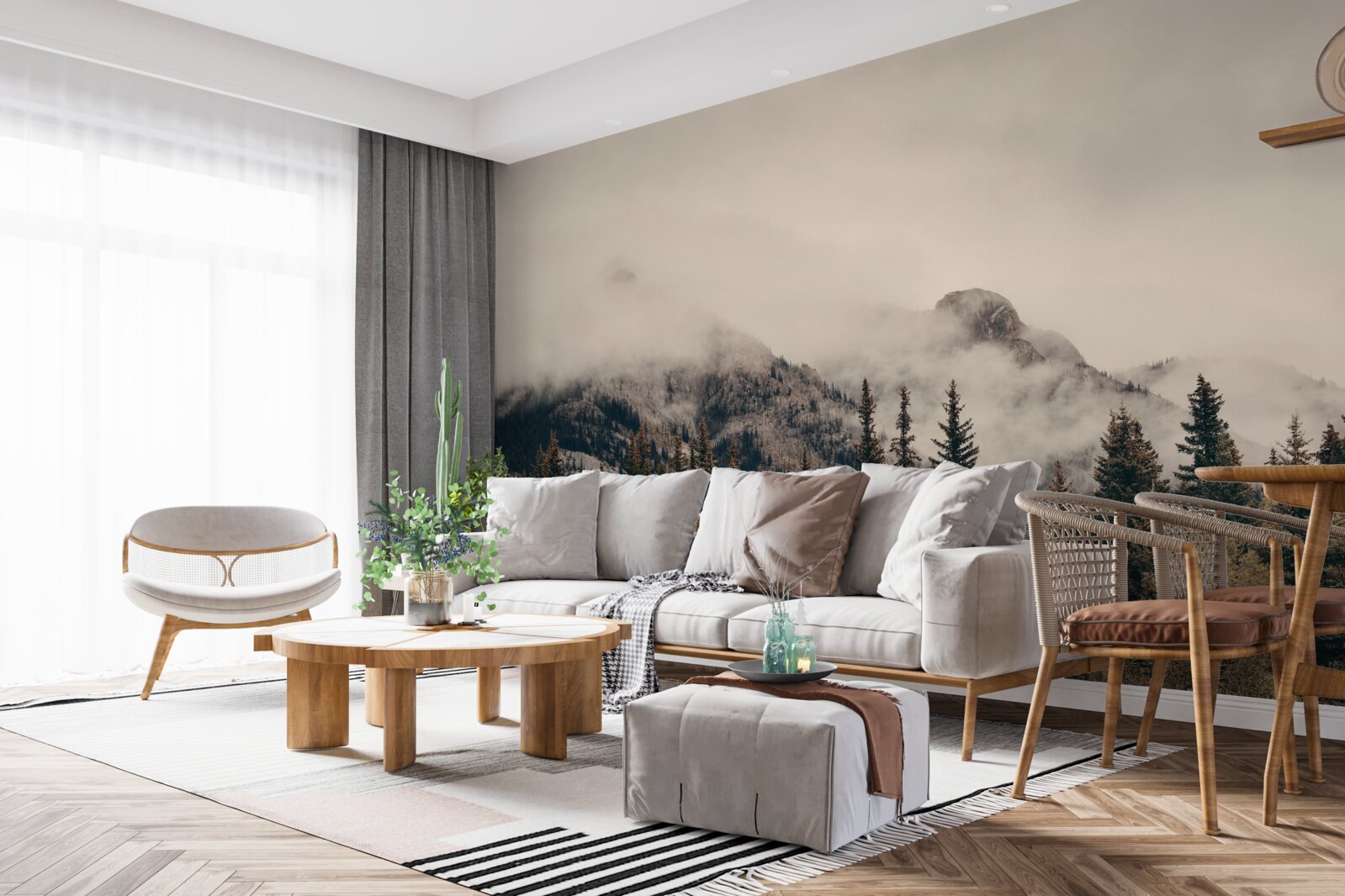 Fototapet munții înalți sunt acoperiți de ceață