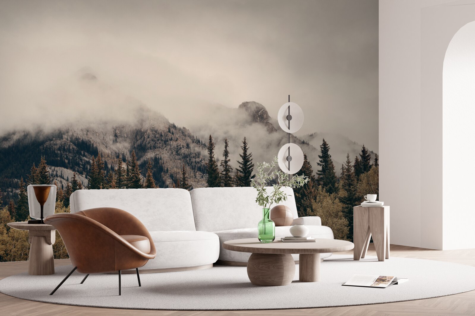 Fototapet munții înalți sunt acoperiți de ceață