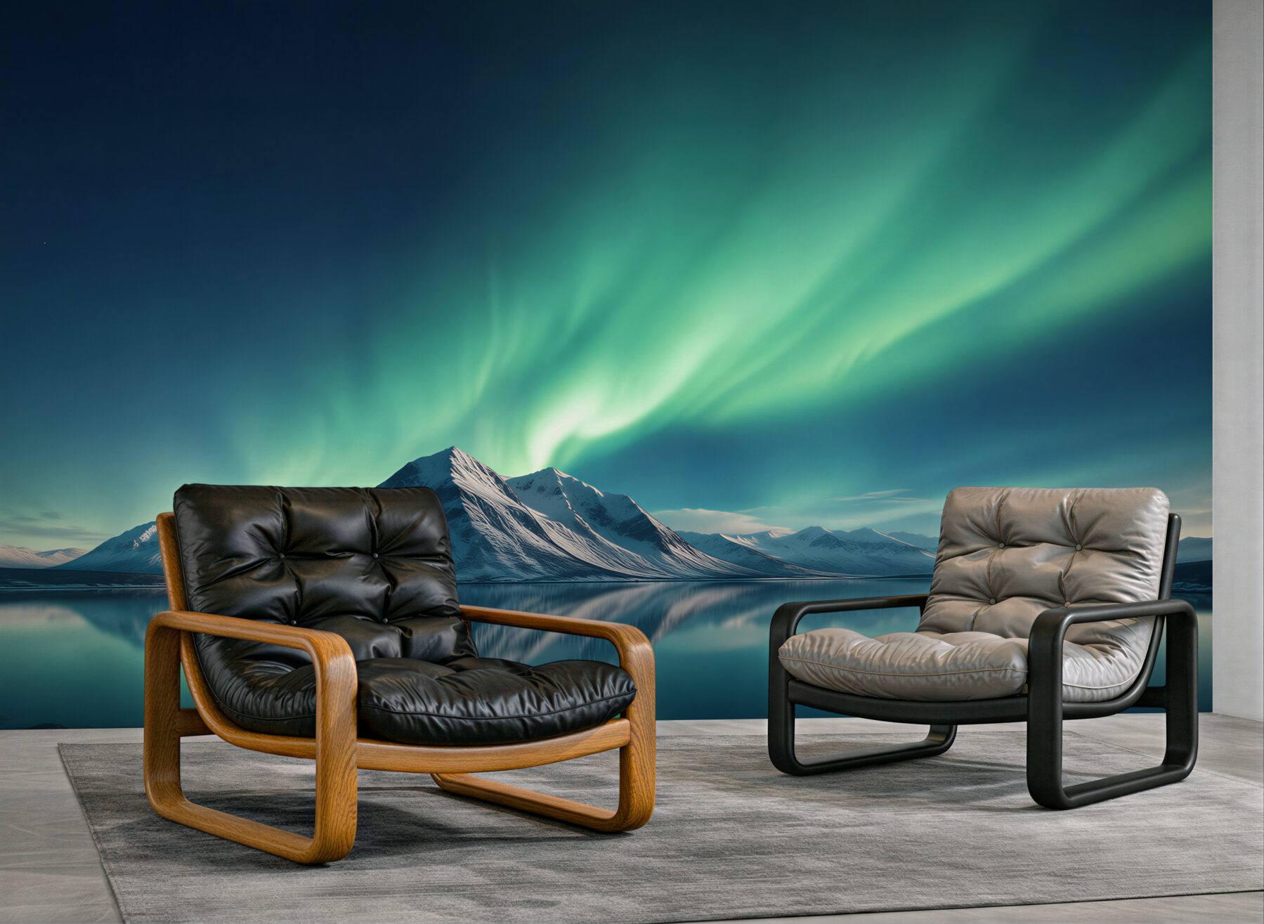 Fototapeta niesamowite zorze polarne nad morzem