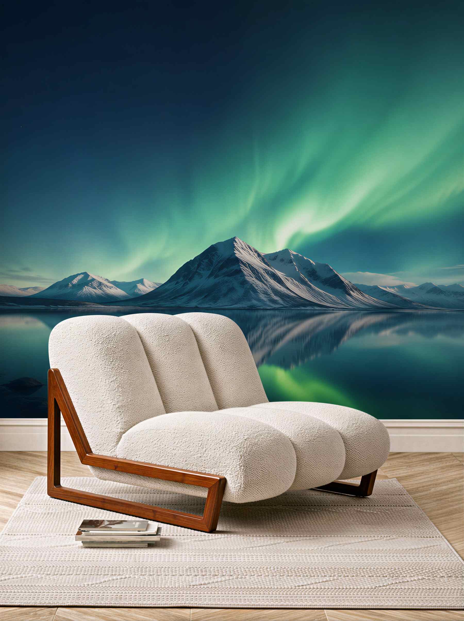 Fototapeta niesamowite zorze polarne nad morzem