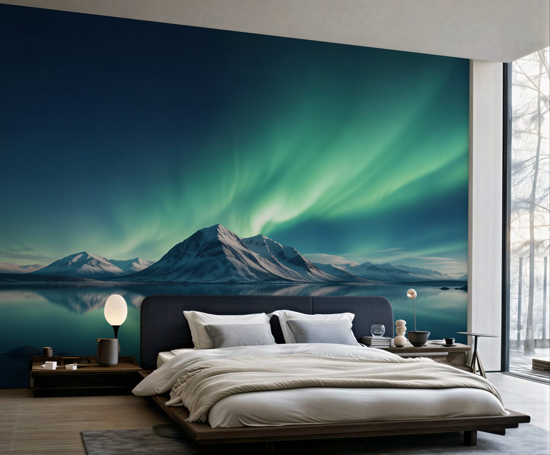 Fototapeta niesamowite zorze polarne nad morzem