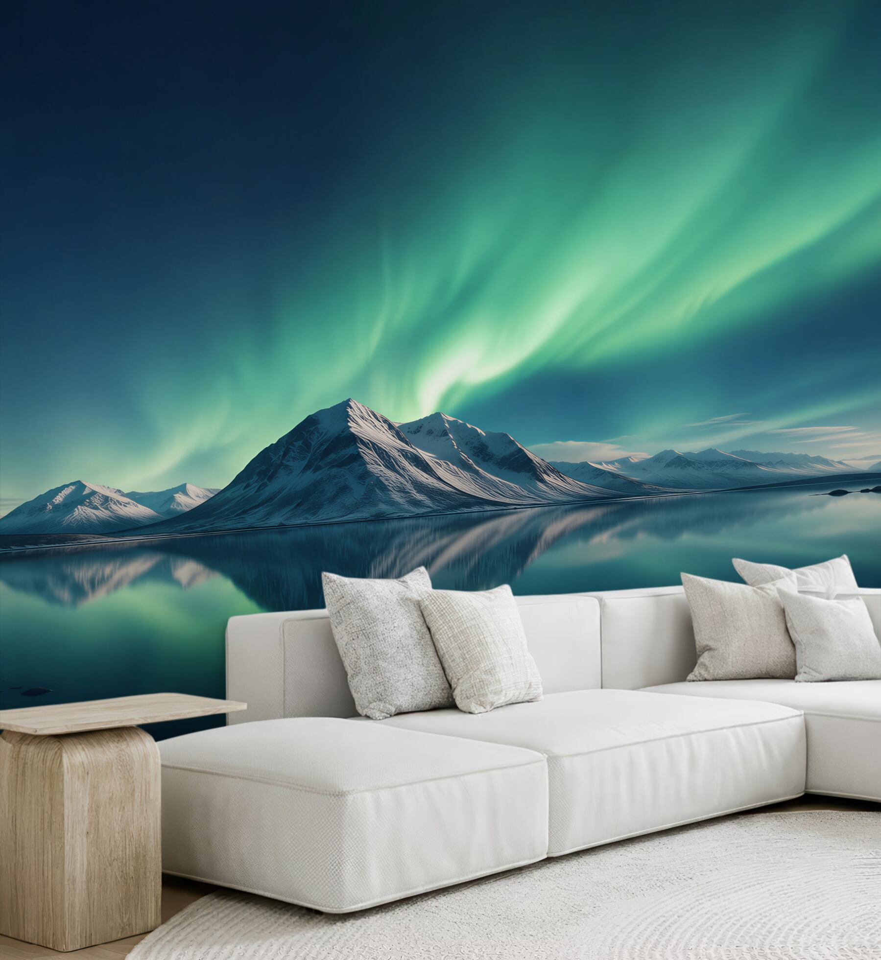 Fototapeta niesamowite zorze polarne nad morzem