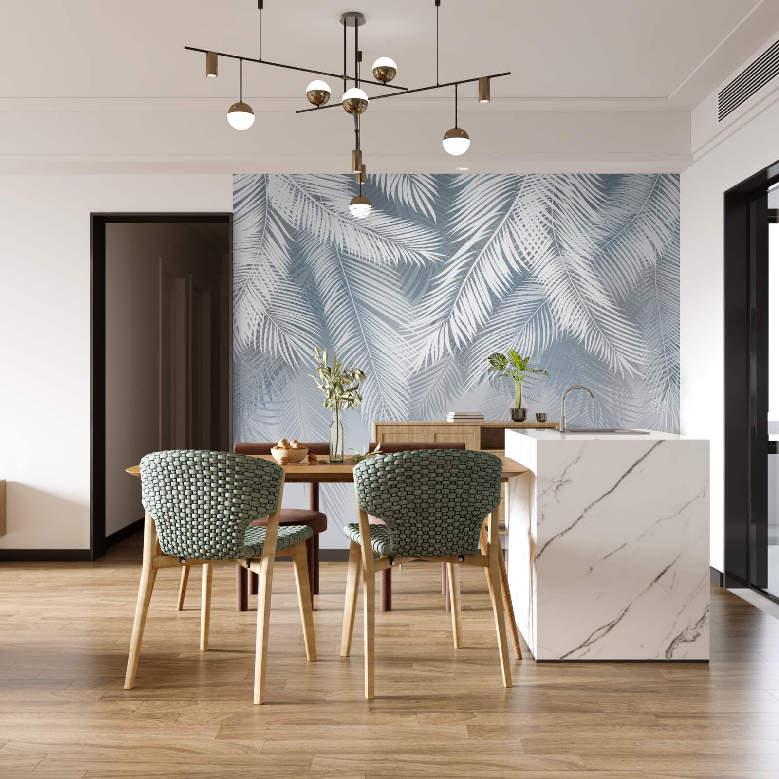 Fototapet frunze asemănătoare cu penele, atârnând