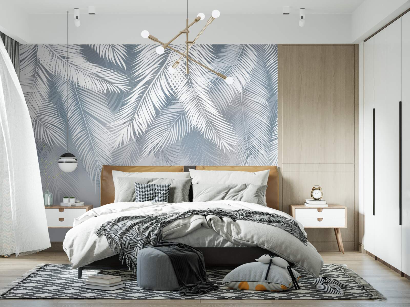 Fototapet frunze asemănătoare cu penele, atârnând