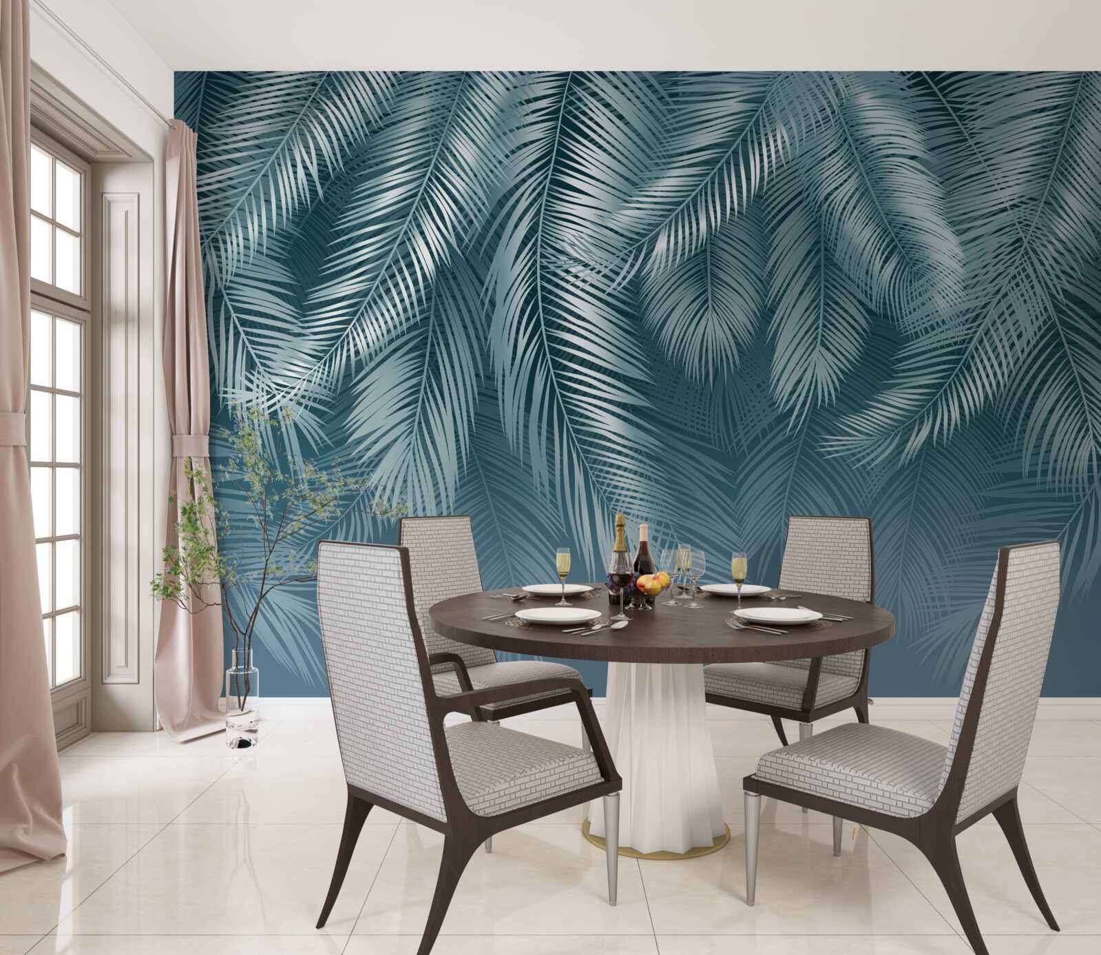 Fototapet frunze de pană în turcoaz