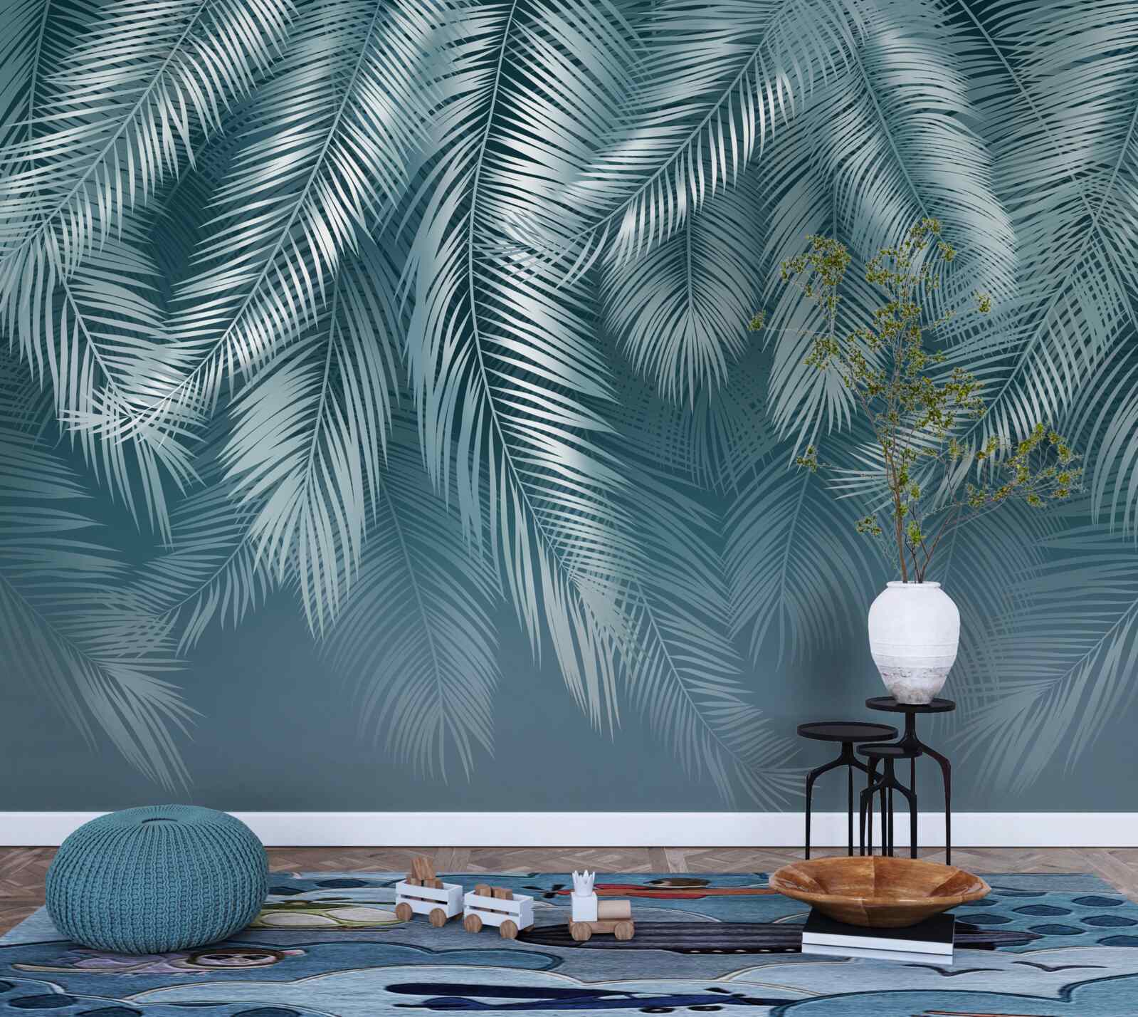 Fototapet frunze de pană în turcoaz