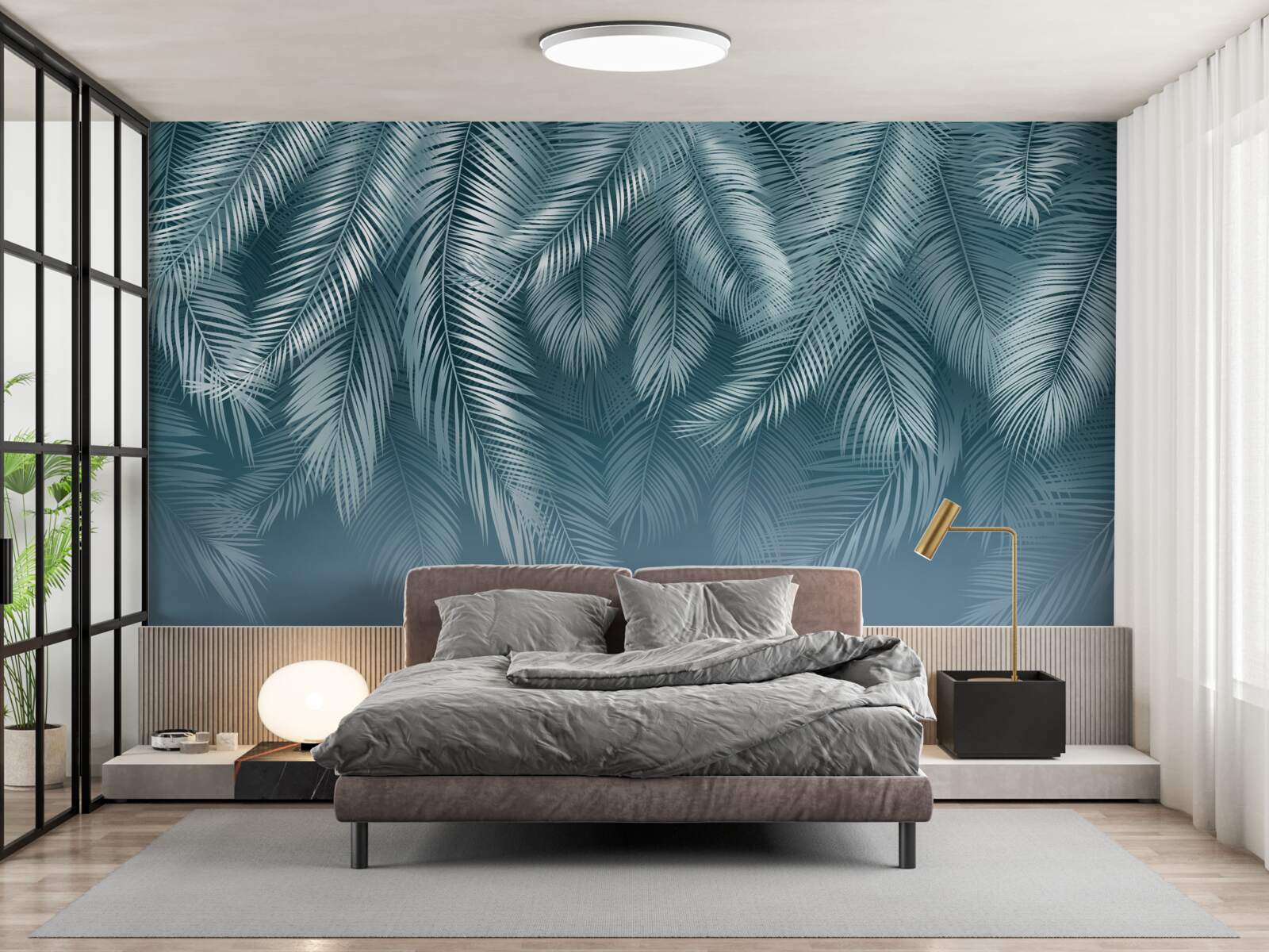 Fototapet frunze de pană în turcoaz