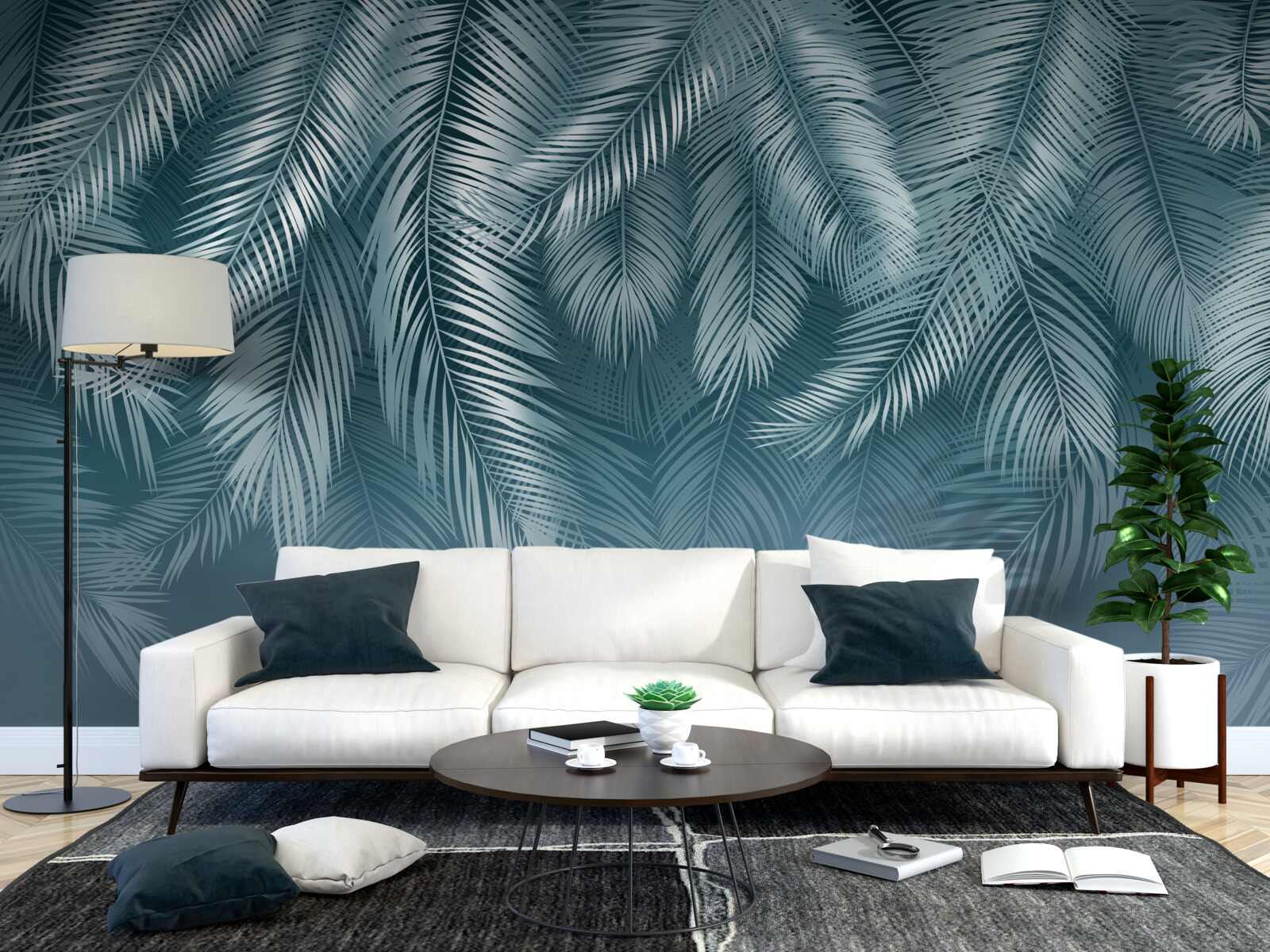 Fototapet frunze de pană în turcoaz