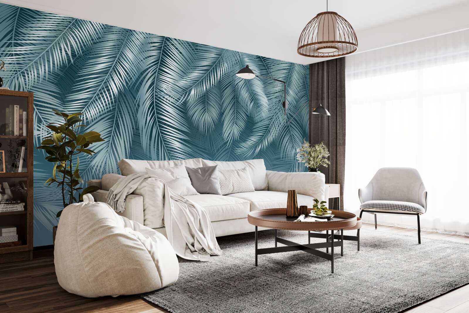 Fototapet frunze de pană în turcoaz